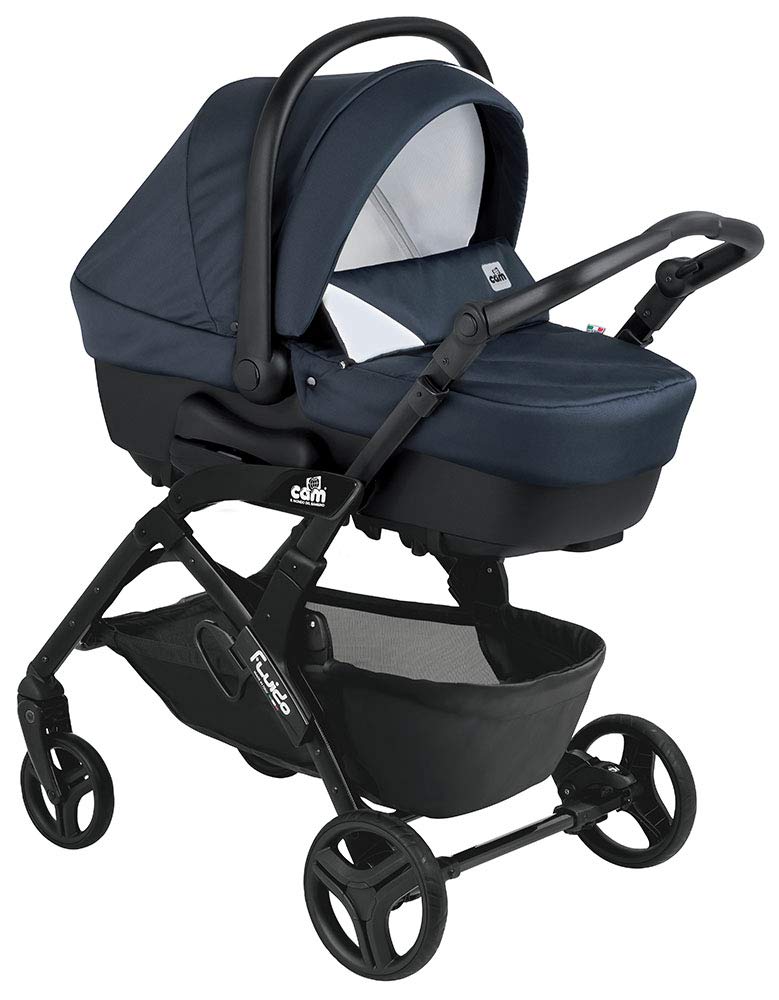 ART877019-880 کمربند - سیستم سفر نوزادی Fluido Easy Baby - آبی نیروی دریایی، دارای تنظیم 3 حالته دشت، برای 0 تا 4 سال (22 کیلوگرم)، دارای کمربند ایمنی 5 نقطه اتصال، قابلیت ایستاده ایستاده هنگام تاشده شدن، تولید شده در ایتالیا.