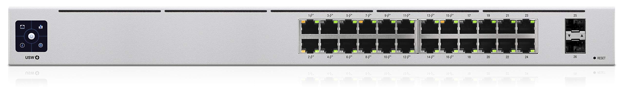 شرکت شبکه‌های یوبیکوئیتی یونی‌فای USW24POE 24 پورت PoE مدیریت شده L2L3 گیگابیت اترنت (10/100/1000) تغذیه از طریق اترنت (PoE) 1U نقره‌ای