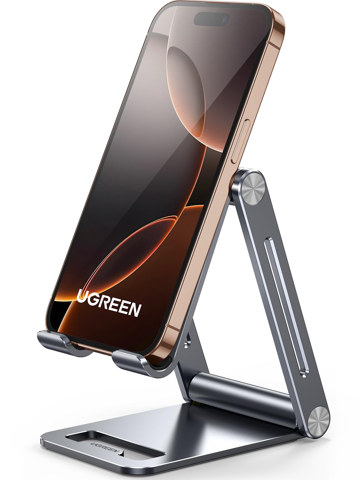 پایه تلفن UGREEN آلومینیم، پایه موبایل بسیار پایدار قابل تنظیم قابل تاشد نگهدارنده موبایل رومیزی سازگار با تمام دستگاه‌ها تا ۷.۹ اینچ، مناسب برای آیفون ۱۷ پرو مکس، گلکسی اس ۲۵ الترا، اس ۲۴، اس ۲۳
