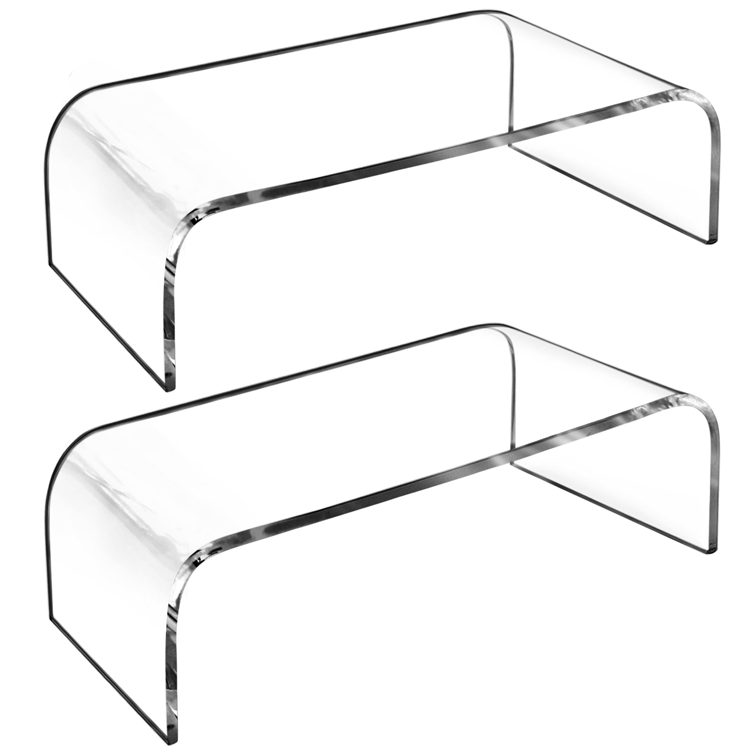مانیتور استند اکریلیک 2 پکه مجهز به کیفیت با کیفیت بالا، ارتقا دهنده استند مانیتور شفاف، سازماندهی کننده صفحه کلید، نگهدارنده کامپیوتر، استند مانیتور لپتاپ / کامپیوتر / چند رسانه ای / چاپگر برای محیط کار در منزل