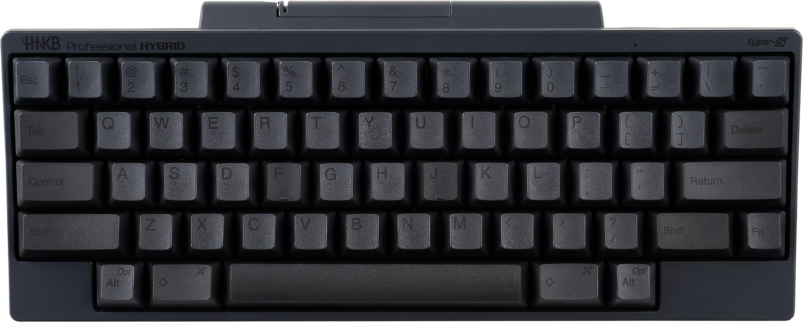کیبورد شادکامینگ HHKB حرفه‌ای نوع HYBRID Type-S (بی‌سیم، بلوتوث، باسیم، یواس‌بی، سایلنت، زغالی، چاپ شده) با کی‌کپ‌های چاپ شده زغالی