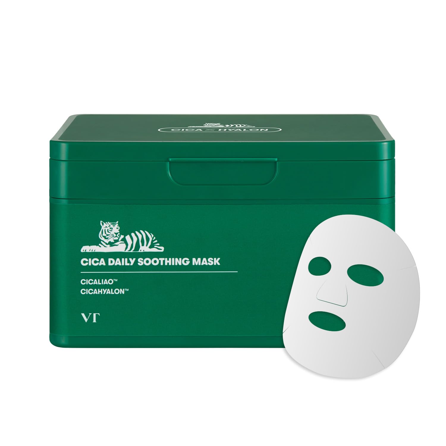 ماسک آرام بخش روزانه VT COSMETICS 30 عدد | ماسک شیت صورت برای نرمی و آبرسانی، تهیه 30 روزه، ماسک صورت Centella Asiatica، آرامش و درخشش فوری، مراقبت پوست کره ای Cica Daily Soothing Mask