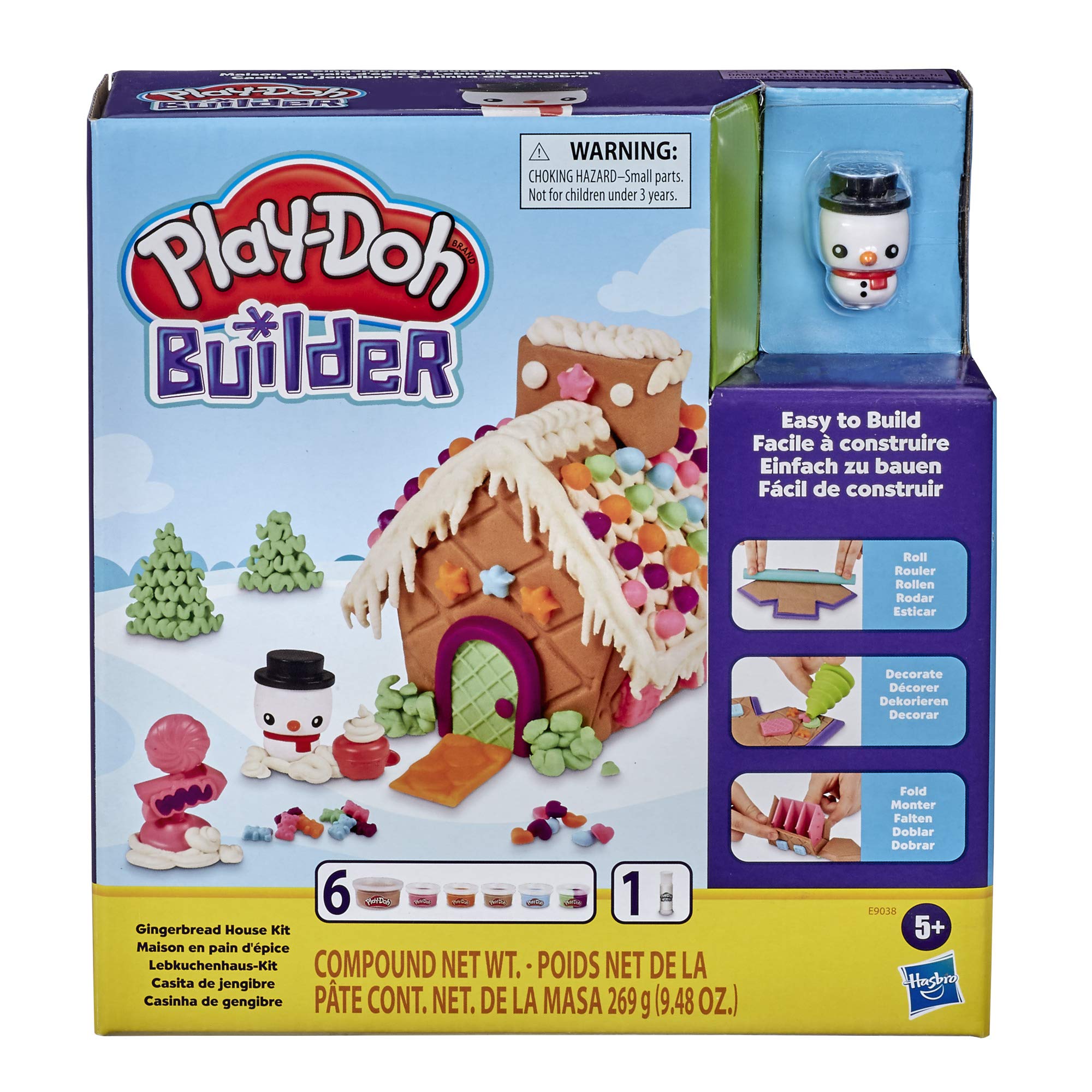 مجموعه ساخت خانه آدمک سنجاب Play-Doh برای کودکان 5 سال و بالاتر با 6 رنگ Play-Doh غیر سمی - مجموعه هنر دستی DIY آسان برای ساخت بسته بندی قهوه ای، آبی، سفید