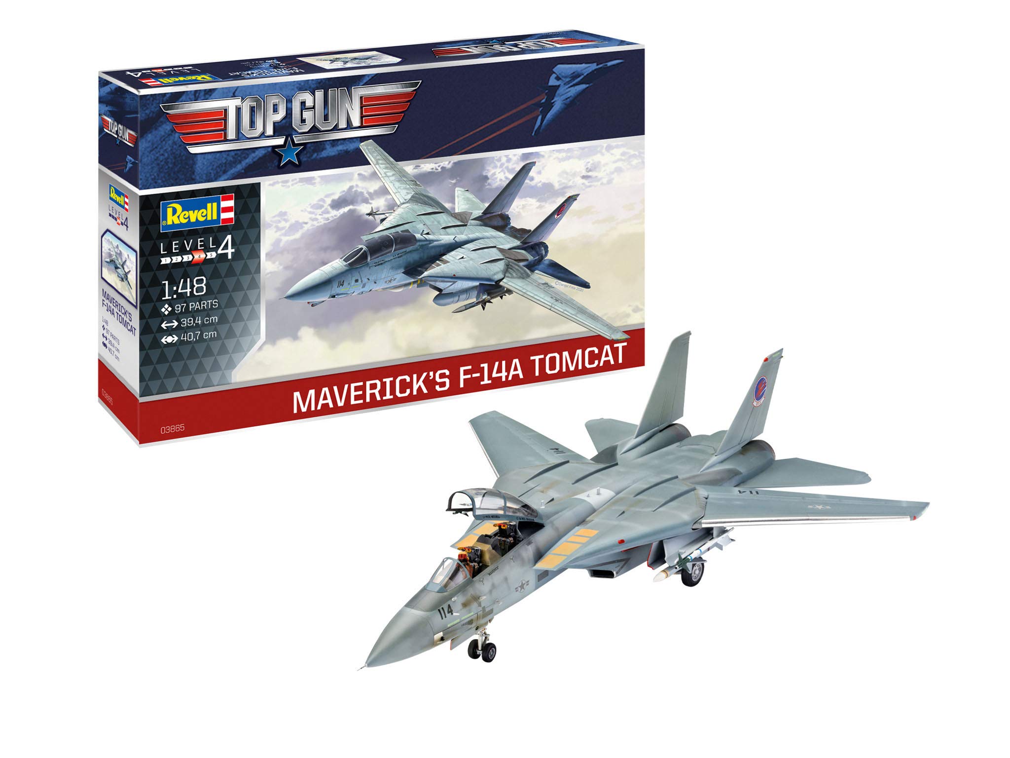 مجموعه مدل پلاستیکی بدون نقاشی/ساخت Revell 03865 Maverick's F-14A Tomcat "Top Gun" به مقیاس 1:48