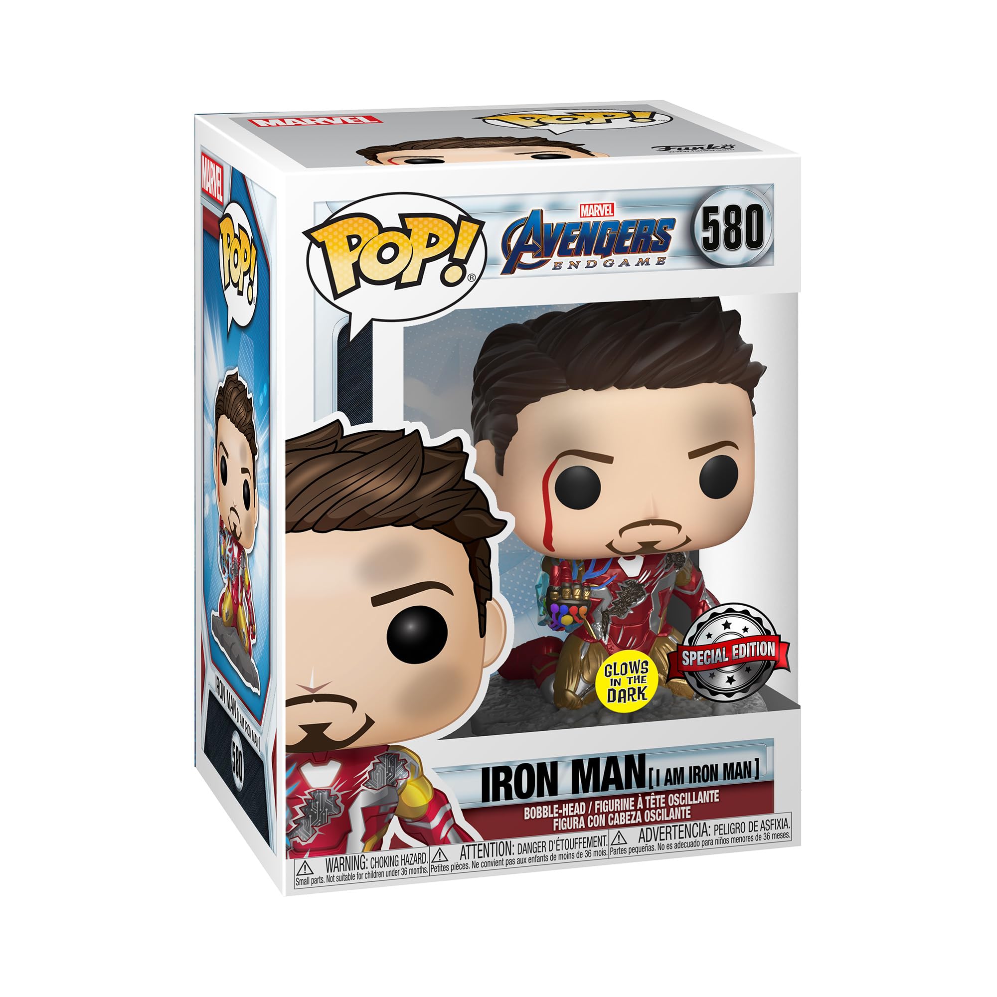 Figurine فانکو پاپ! مارول: اندیمن Avengers Marvel - من آهن آور هستم - فلزی - در تاریکی روشن می شود -  شماره جمع اوری شده - ایده هدیه - محصول رسمی - اسباب بازی برای کودکان و بزرگسالان - طرفداران فیلم‌ها