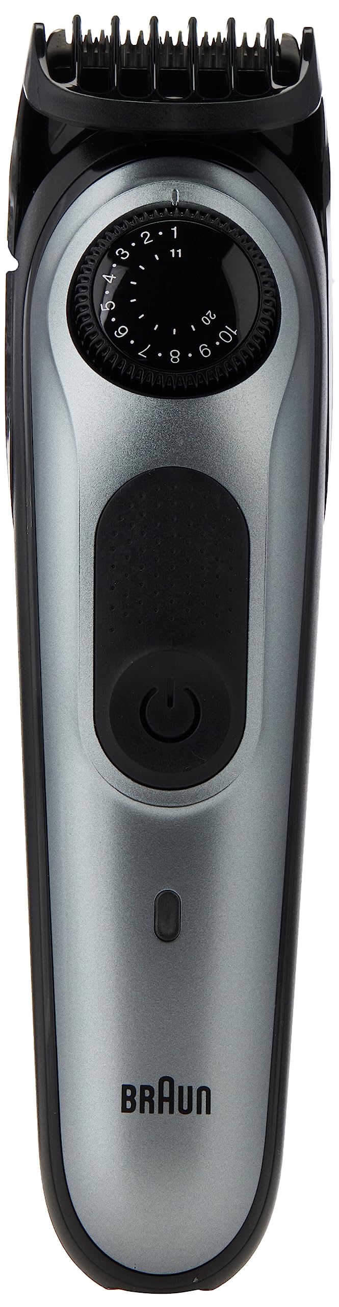 برای مردان - تراش مو و مو، تریمر ریش Braun BT7240، تیغه‌های فلزی با عمر طولانی، 39 تنظیم طول، سیاه / خاکستری فلزی، پلاگ دو سر UK Bathroom بین‌المللی