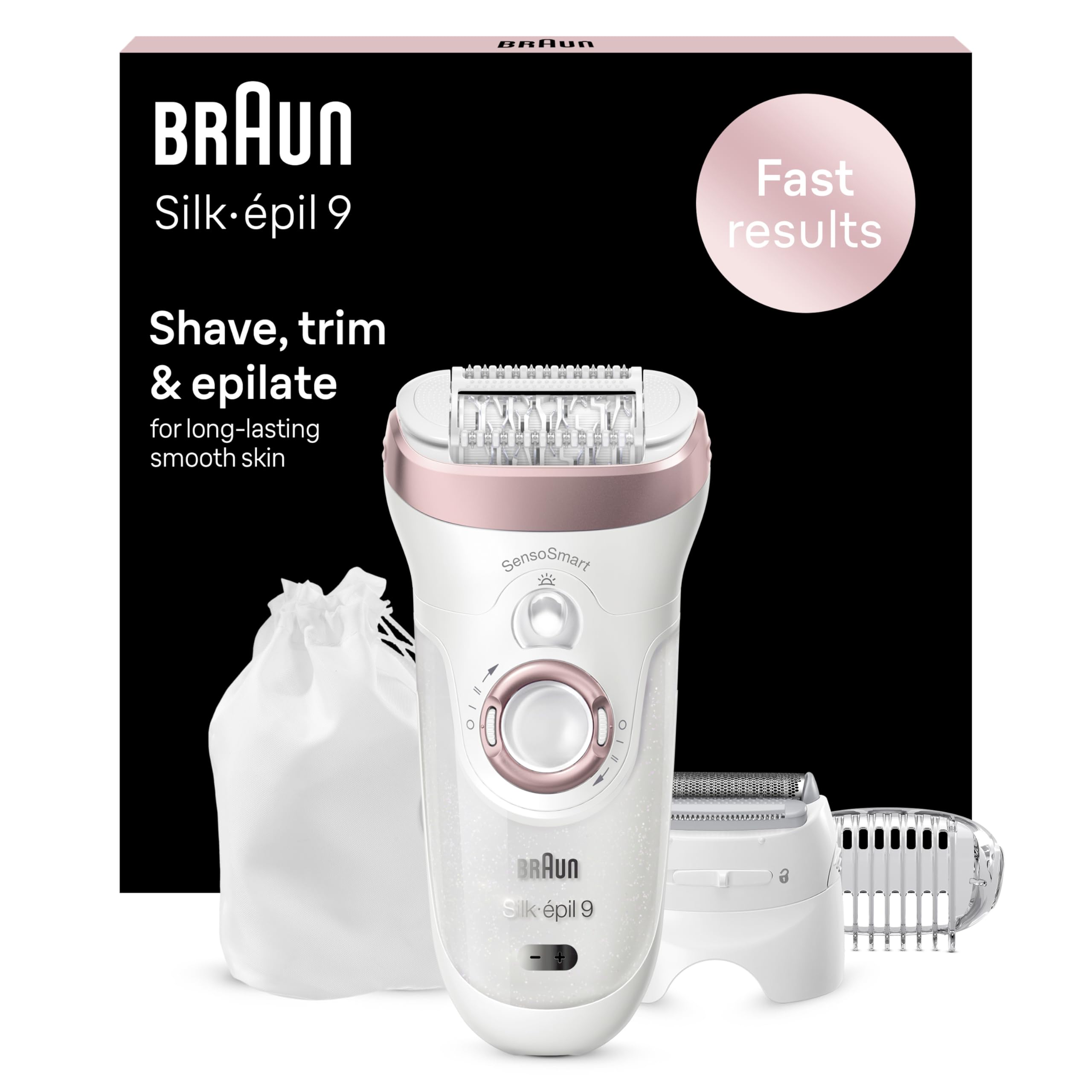 براون Silk-épil 9 9-720، اپیلاتور برای از بین بردن موهای ماندگار، شامل تیغ و تریمر، تکنولوژی میکرو-گریپ توز و تاب، اپیلاسیون خشک و تر بی‌سیم برای زنان [همراه با پلاگ انگلیسی] SE9-720