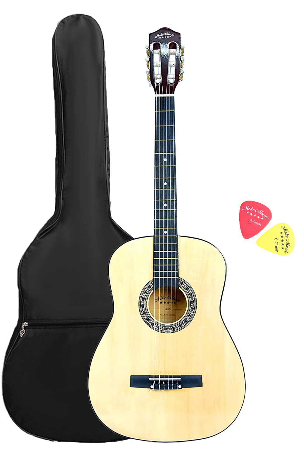 {
  "محصول": "Mike Music 34-Inch Classical Wooden Guitar Set with Bag - Perfect for Beginners and Intermediate Players",
  "مدل": "34C",
  "رنگ": "Natural"
}