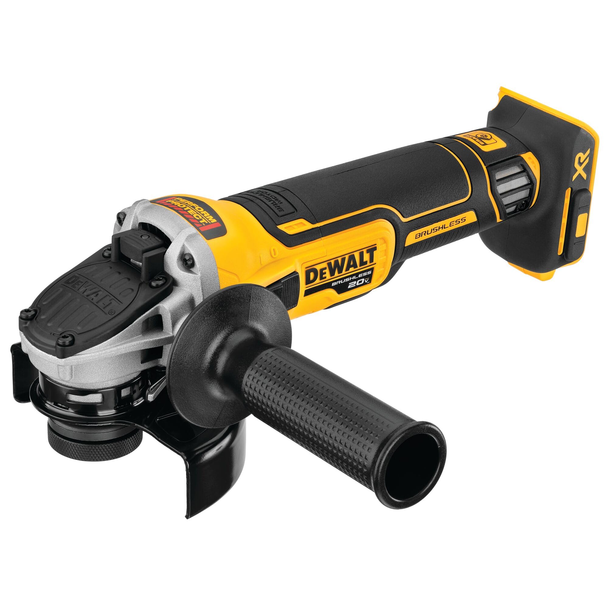 سنگ زنی گوشته DEWALT 20V MAX* XR با ترمز ضربه پس زدن ، سوئیچ لغزشی ، 4-1/2 اینچ ، فقط ابزار (DCG405B) چند منظوره