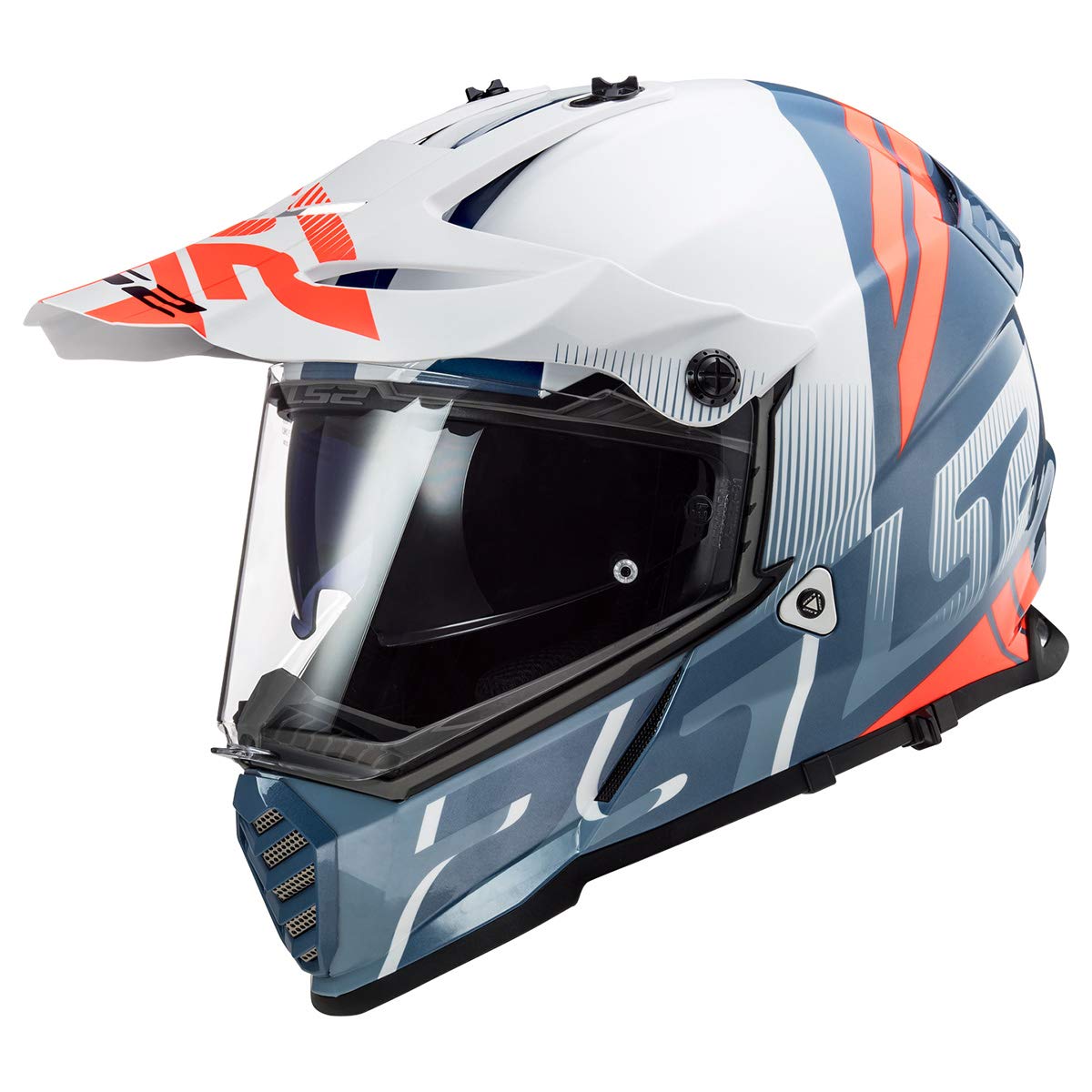 کلاه LS2 مدل Blaze Adventure سایز XS - سفید/قرمز/خاکستری