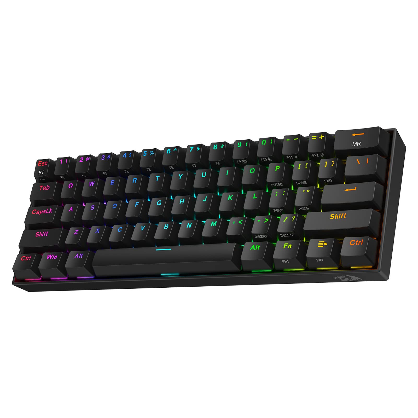 صفحه کلید مکانیکی بی سیم با نور پس زمینه RGB با مدل 60٪ Redragon K530 Pro Draconic، بلوتوث / 2.4 گیگاهرتز / سیمی با 3 حالت 61 کلیدهای کوچک بازی، دارای سوکت داغ قابل تعویض 100٪، PCB نصب شده بر روی پلاک Free-Mod و سوییچ قهوه ای تاکتیل