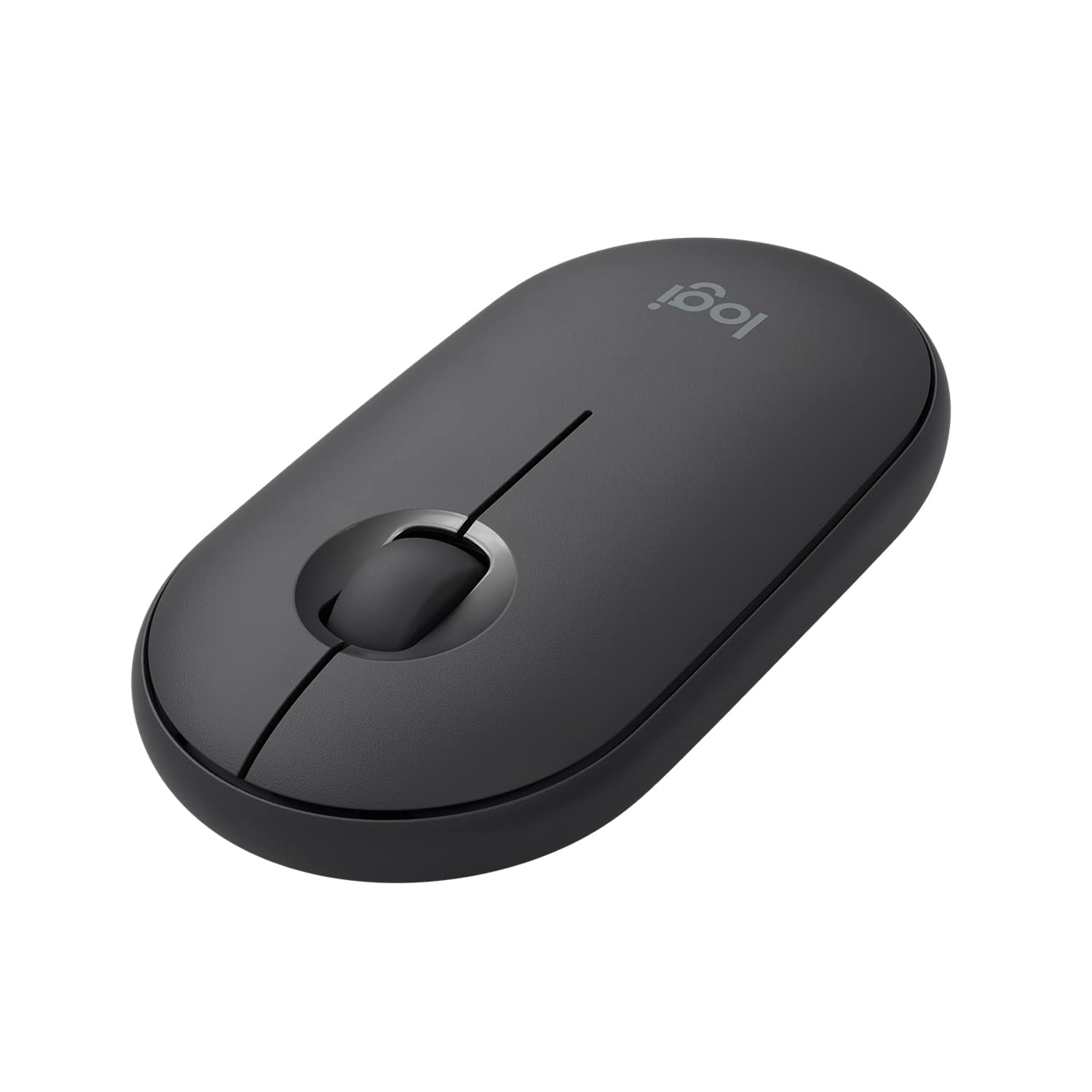 ماوس بی‌سیم Logitech Pebble M350 با بلوتوث یا USB با طراحی باریک و ساکت، معتبر برای استفاده با Chromebook Graphite، 910-005743، M355 Graphite Classic
