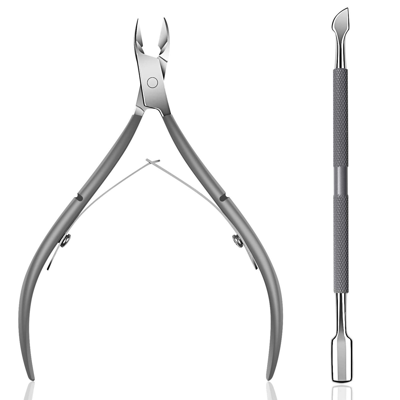 ابزار استخراج مچ پوست با فشاردهنده Ejiubas - حذف‌کننده حرفه‌ای فولاد ضدزنگ - نیپر، برش‌زن، قیچی - ابزارهای دست و پاچه دائمی برای ناخن‌های دست و پا - خاکستری سرمه‌ای