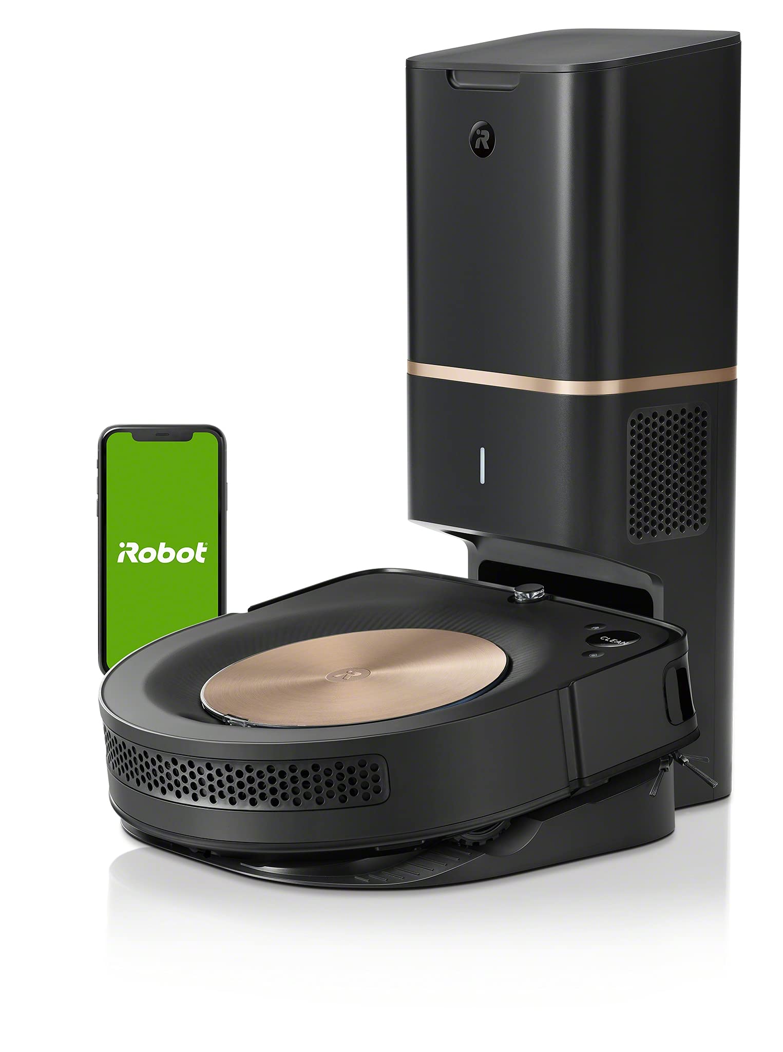 ربات جاروبرقی iRobot ROOMBA S9+ با اتصال WiFi و دفع خودکار زباله، مشکی/طلایی، s9158+