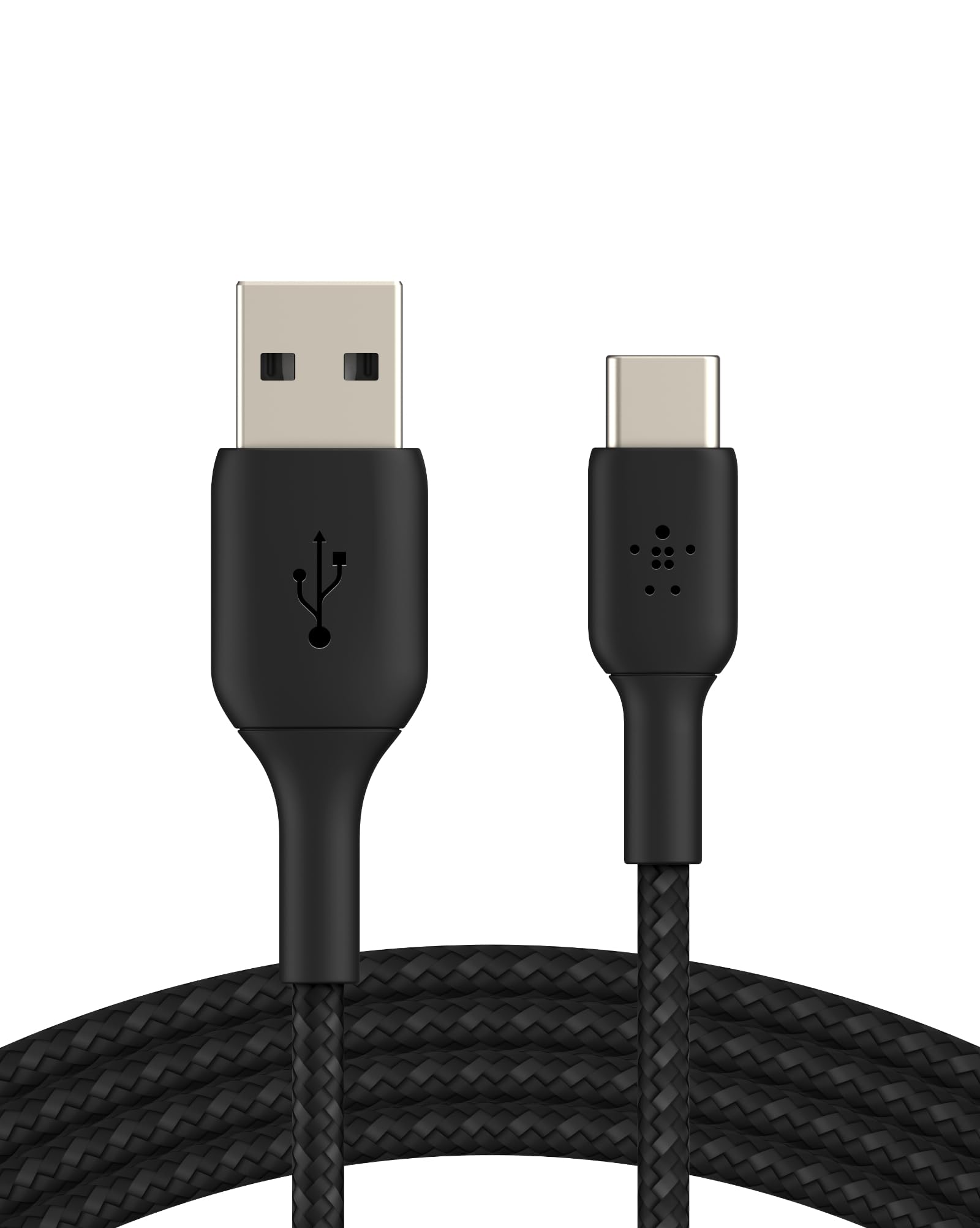 کابل شارژ Belkin BoostCharge بافته شده USB C، کابل USB-C به USB-A، کابل شارژ USB نوع C برای آیفون 16، 15، سامسونگ گلکسی S24، S23، پیکسل، آیپد، مک‌بوک، نینتندو سوییچ و بیشتر - 1m، رنگ مشکی