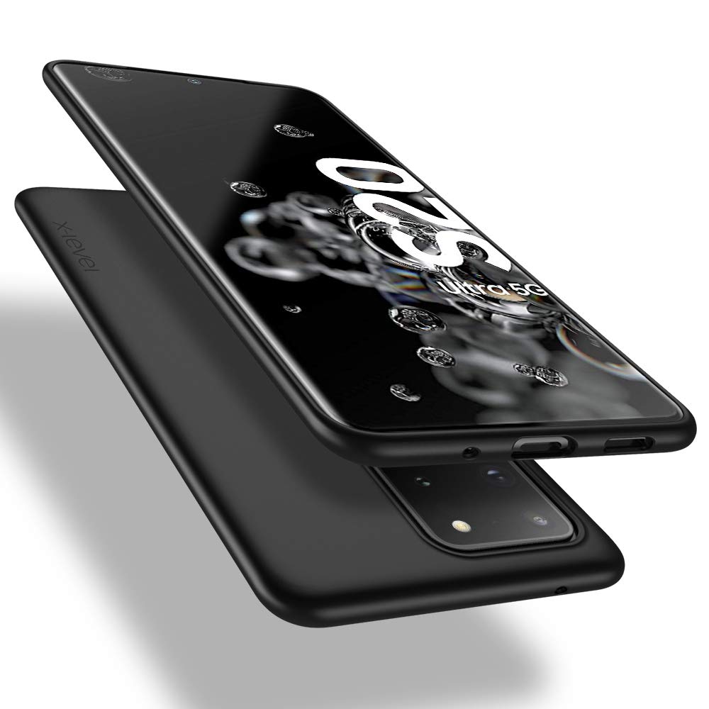 کیسه سامسونگ گلکسی S20 الترا 5G سازگار با X-سطح، مناسب اسلیم TPU نرم S20 الترا موبایل با پوشش مات برای سامسونگ S20 الترا / S20 الترا 5G - مشکی