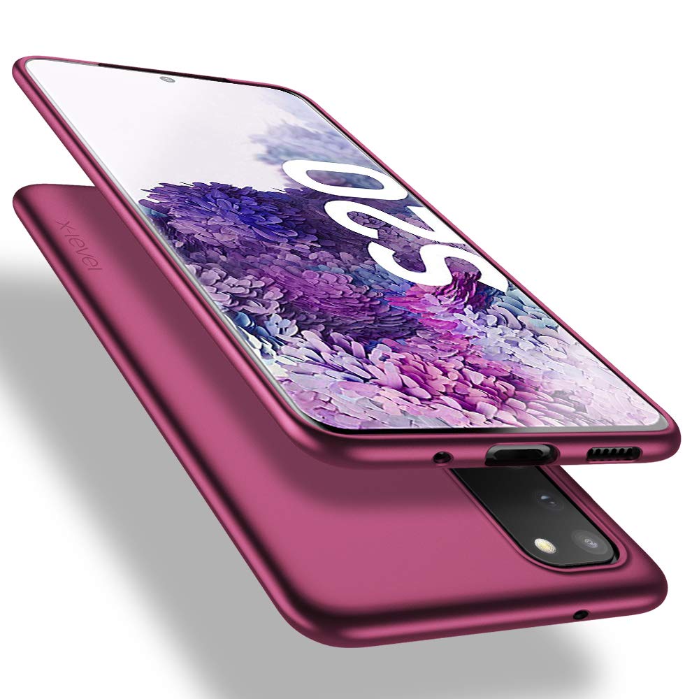 کیف گوشی موبایل Samsung Galaxy S20 سطح X، مناسب و سخت TPU نازک برای گوشی موبایل S20 با پوشش مات پایان، محافظ تلفن همراه با پوشش مات برای Samsung Galaxy S20 / Galaxy S20 5G - شرابی صورتی