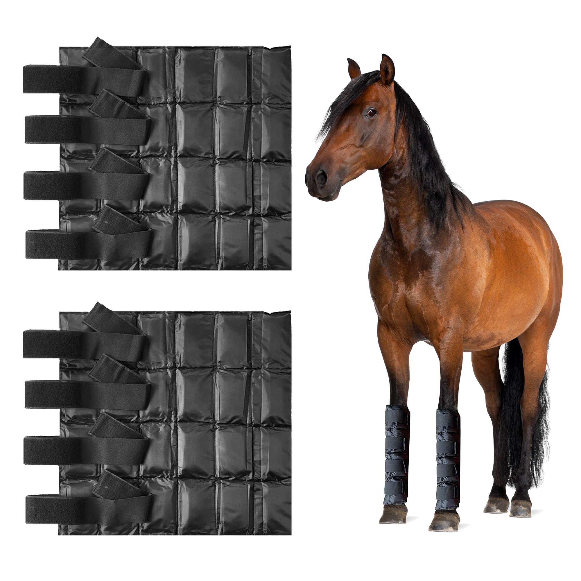 پتوی یخی Prairie Horse Supply برای پا، تاندون، زانو، زانو و استفاده مجدد، سرد کردن پک ژل درمانی 17 در 17 اینچ جفت 17x17 سیاه جفت 17x17