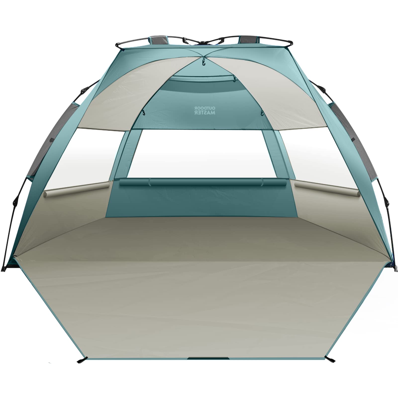 چادر ساحلی پاپ آپ OutdoorMaster برای ۴ نفر - راحت برپایی شده و قابل حمل با پنجره سقف قابل جدا شدن برای حفاظت از پرتو UV UPF 50+ اندازه خانواده مدل Cancun Seashore سایز ایکس-لارج