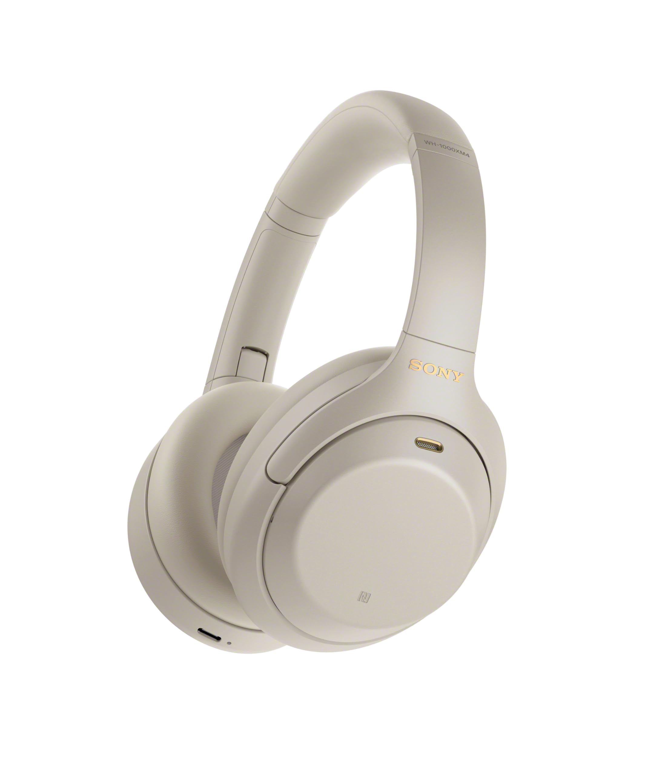 هدفون بلوتوث بی‌سیم لغو نویز Sony WH-1000XM4 با قابلیت Speak to Chat و میکروفون برای تماس تلفنی، هدفون نقره‌ای
