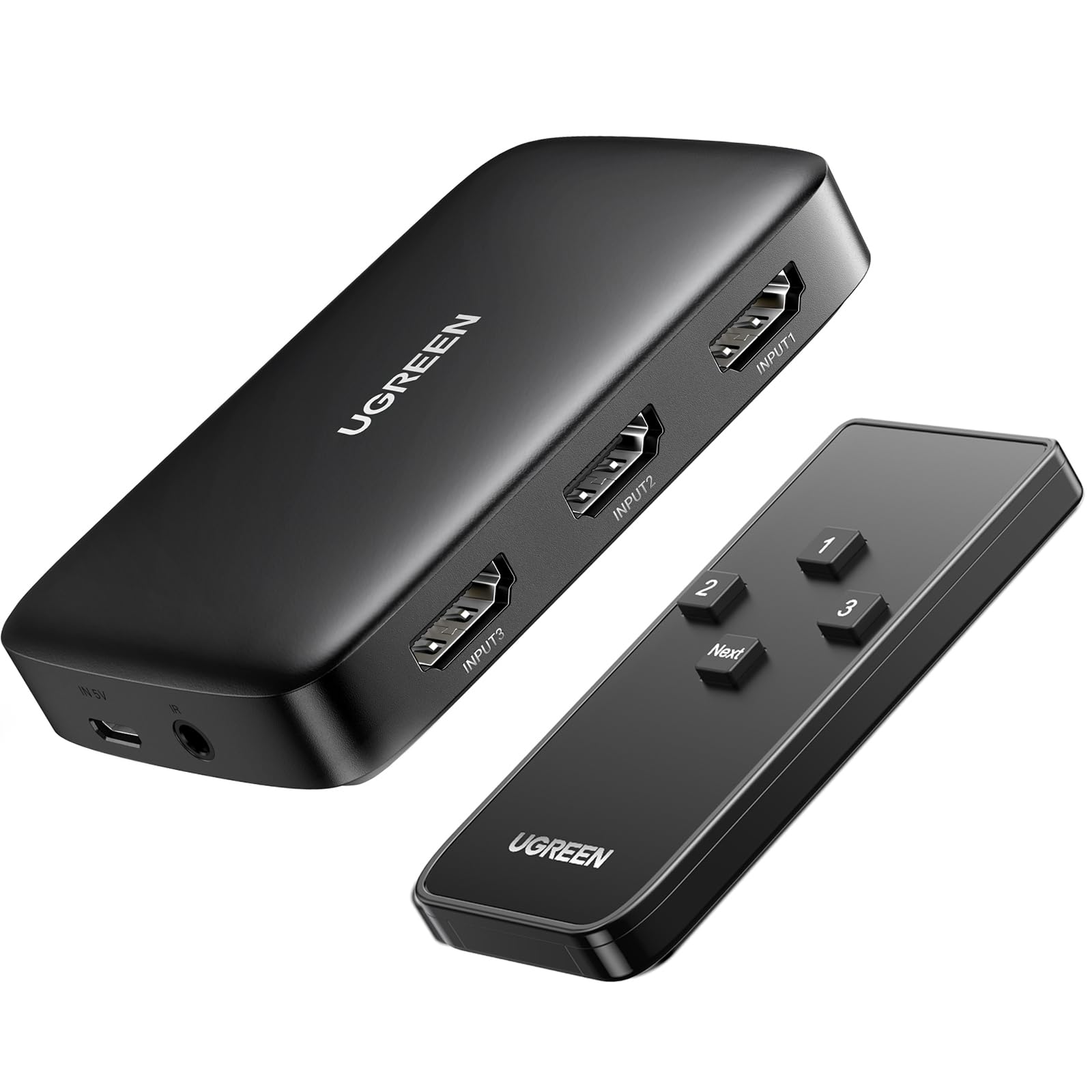 UGREEN HDMI Switch 4K 30Hz Switcher 3 IN 1 OUT، سوئیچ HDMI Splitter آسان 3 روی 1 پشتیبانی از 4K، HDR، 3D، HDCP برای جعبه تلویزیون، PS5، PS4، لپ تاپ، کامپیوتر، پروژکتور HDTV، نمایشگر مانیتور و غیره