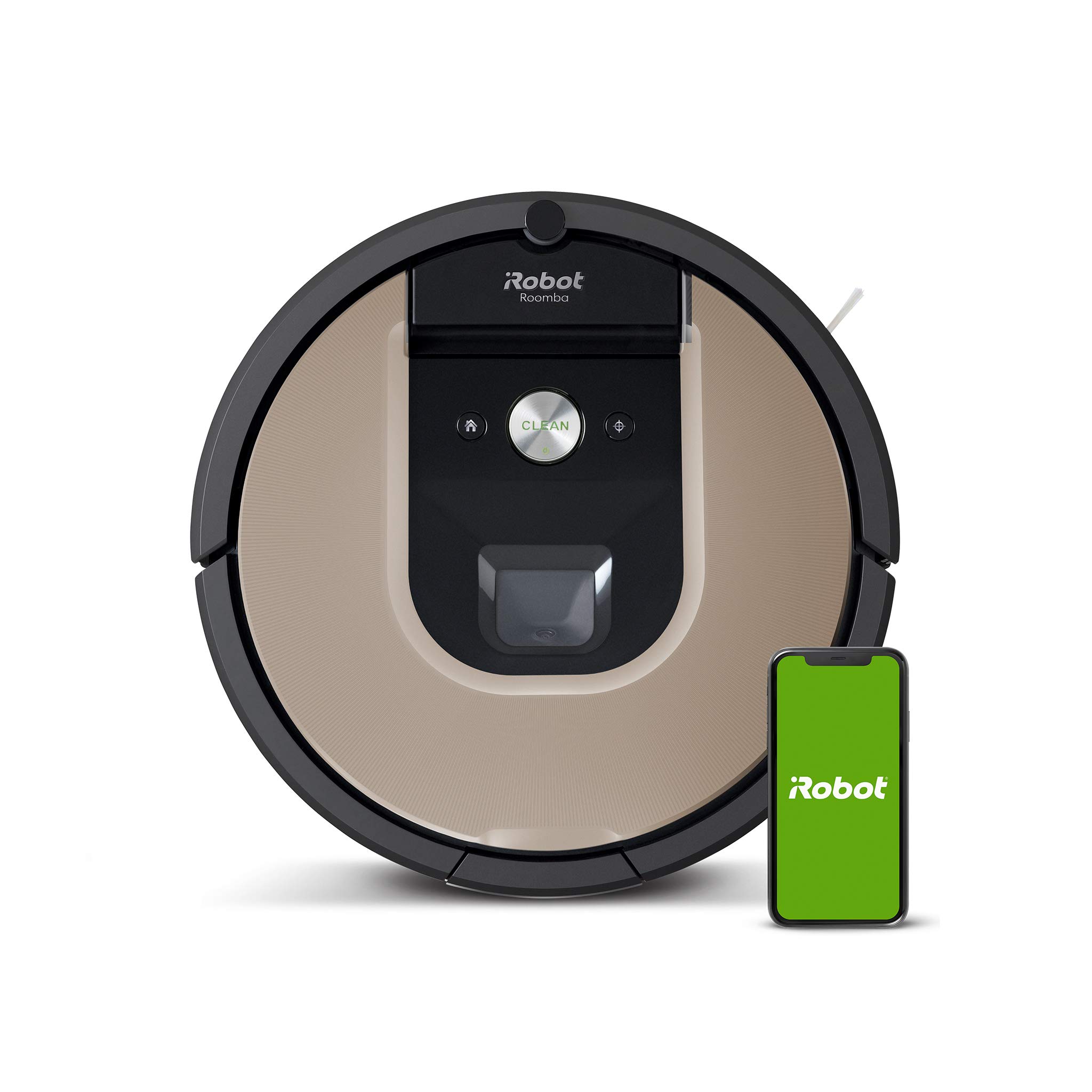 ربات خودکار جاروبرقی Irobot Roomba 976 با اتصال وای فای دارای جاذبیت بالا برقرار می‌کند و شارژ می‌شود و ادامه می‌دهد مناسب برای حیوانات خانگی سیستم تمیزکردن 3 مرحله‌ای کمک صدا گارانتی 2 ساله بر روی ربات 1 ساله بر روی باتری، طلایی