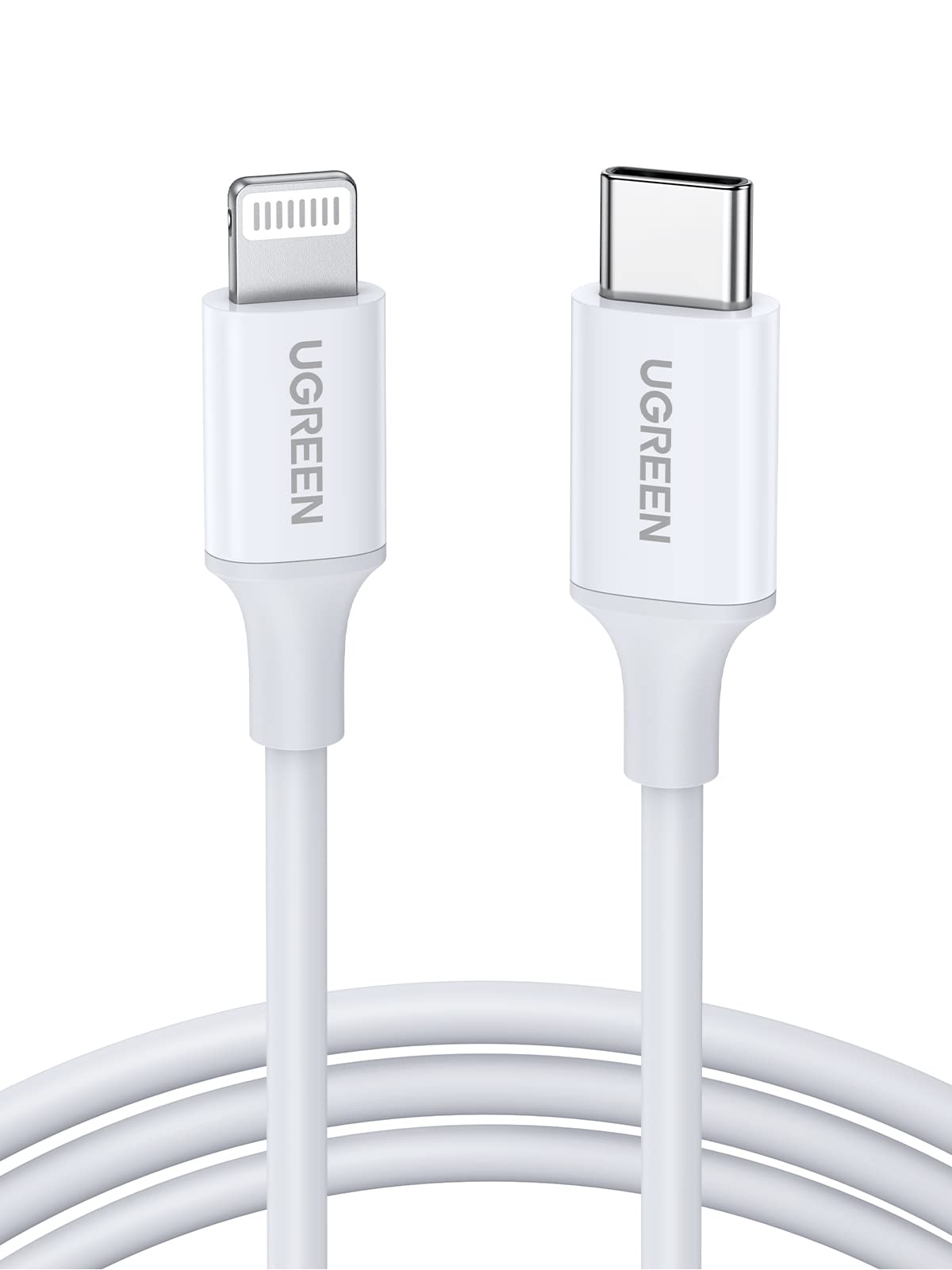کابل شارژر یوگرین آیفون 2 متر، [MFi Certified] کابل USB C به لایتنینگ شارژ سریع تحویل نیرو PD 20W برای آیفون 14/14 پرو/پلاس/پرو مکس، سری 8-13 همه مدل‌ها، آیپد - سفید C-L