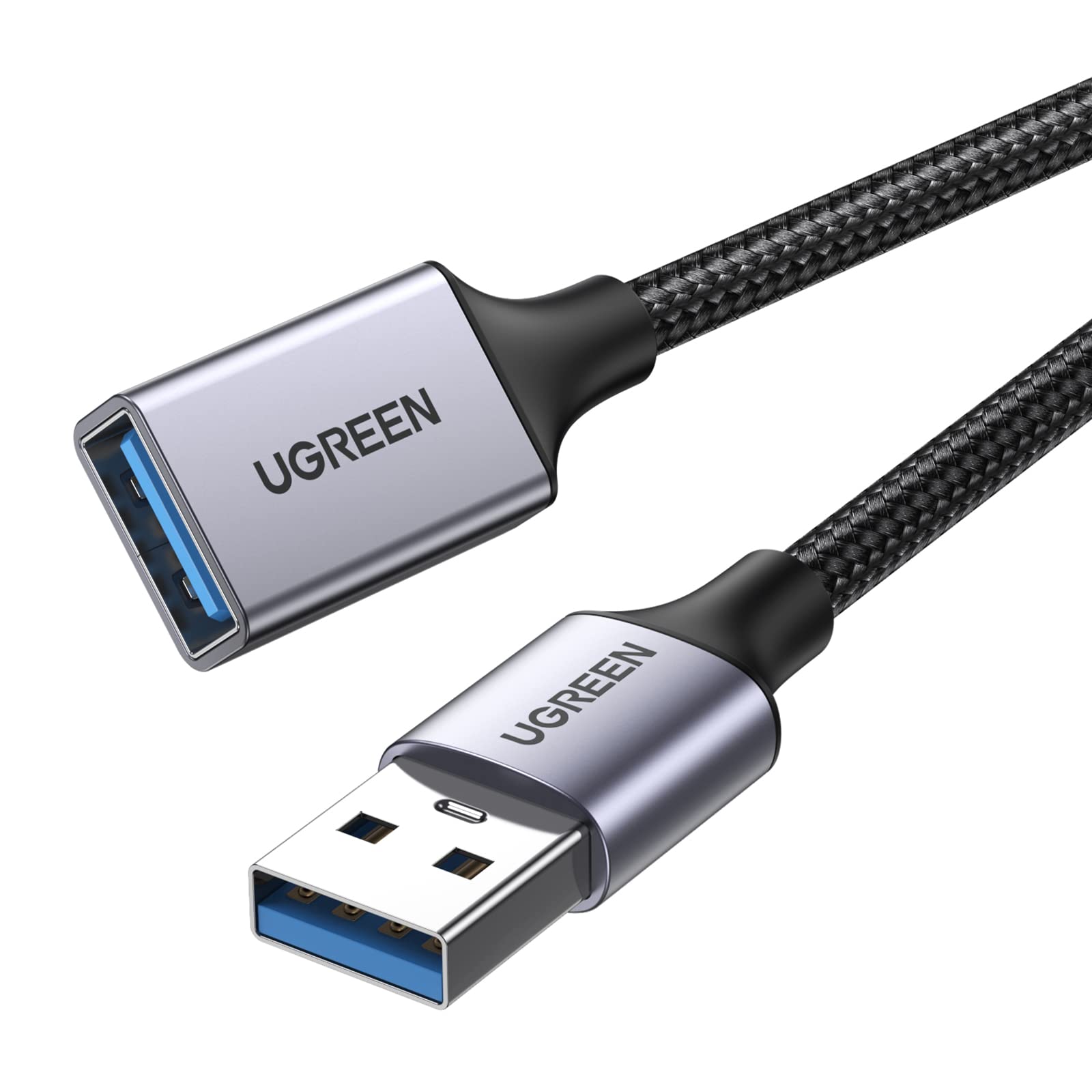 UGREEN کابل تمدید 1 متری USB A نر به ماده کابل تمدید USB 3.0 Extender 5Gbps انتقال داده سازگار با وبکم، تلفن، هاب، موس، صفحه کلید، هارد دیسک، هدست، فلش درایو - بسته 1 عدد