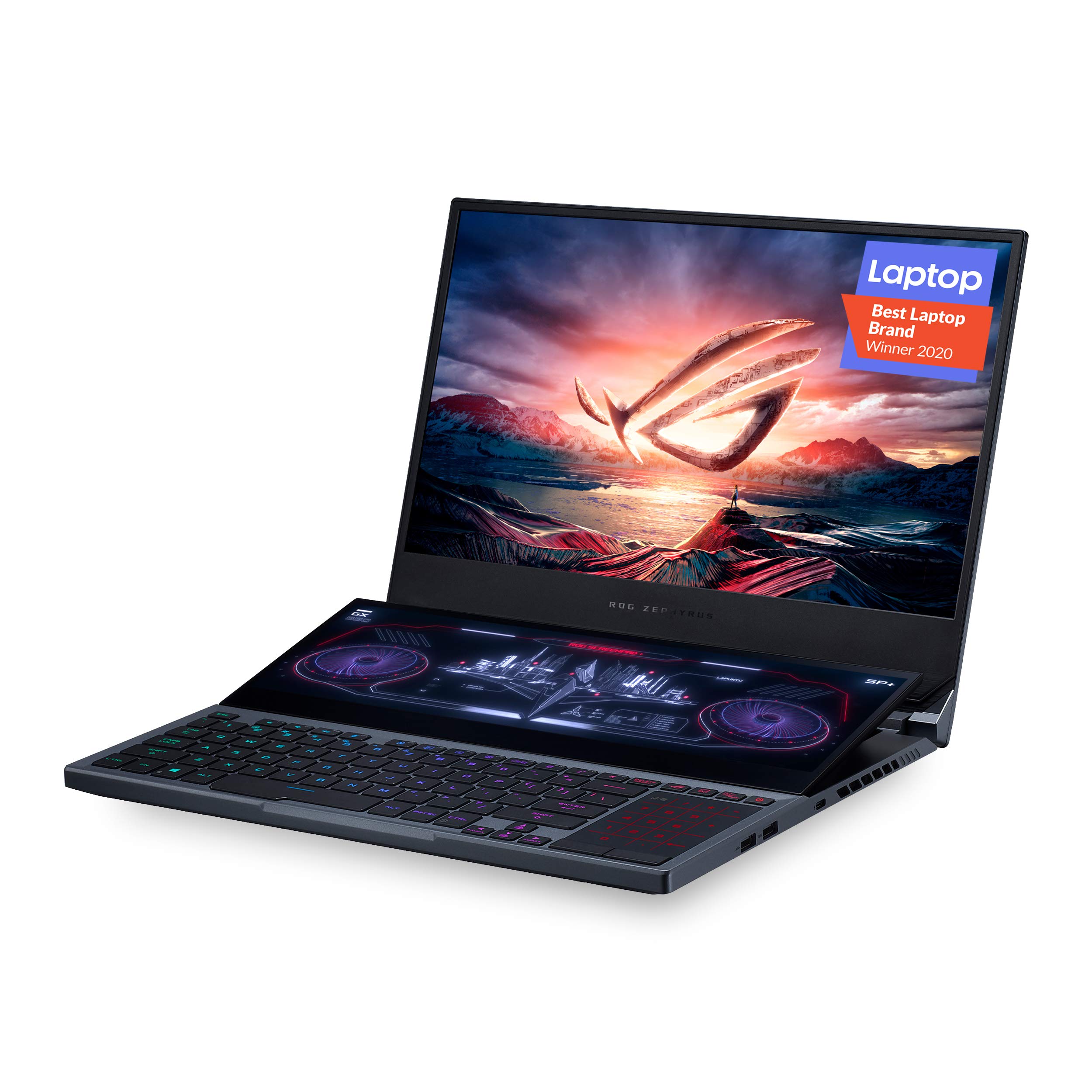 لپ تاپ ASUS ROG Zephyrus Duo برای بازی، 15.6 اینچ UHD 4K Gsync + نمایشگر فرعی، هسته i9-10980HK، NVIDIA GeForce RTX 2080 Super، 32 گیگابایت DDR4، 2 ترابایت RAID 0، Thunderbolt 3، Wi-Fi 6، ویندوز 10 پرو، GX550LXS-XS99