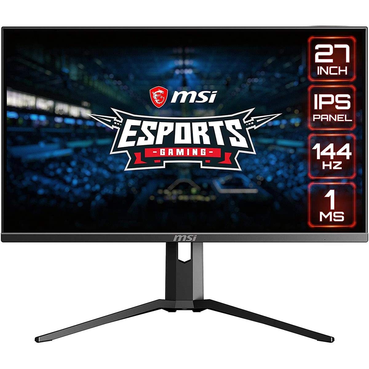 مانیتور بازی MSI Full HD Gaming RGB Non-Glare Super Narrow Bezel 1ms 1920 x 1080 144Hz Refresh Rate Adjustable Height Arm FreeSync 27 اینچ IPS Gaming (اپتیکس MAG273R)، سیاه (OPTIXMAG273R)