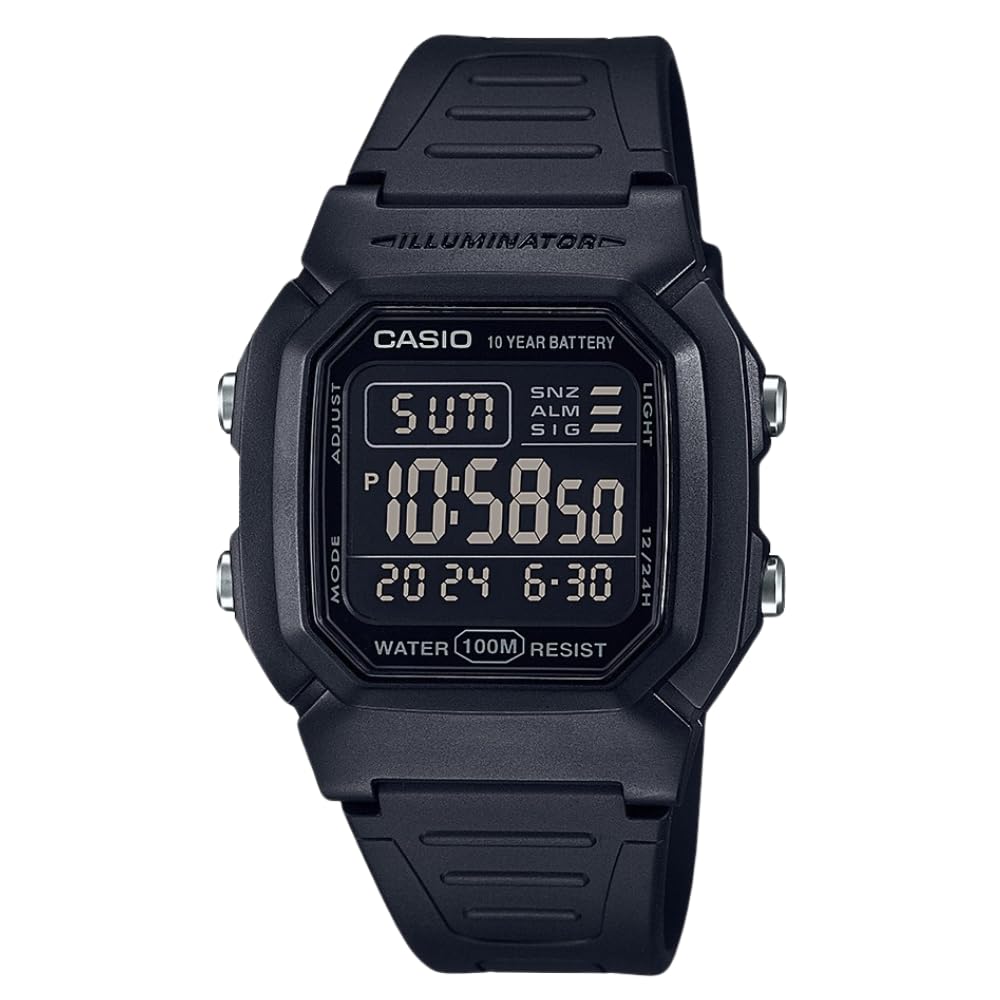مجموعه ساعت دیجیتال مردانه Casio W800HG | مقاومت در برابر آب 100 متر | هشدار چند منظوره | کرونومتر 100 ثانیه | تقویم خودکار | تایمر معکوس | چراغ LED | زمان دوگانه | باتری 10 ساله | رنگ مشکی W-800H-1B
