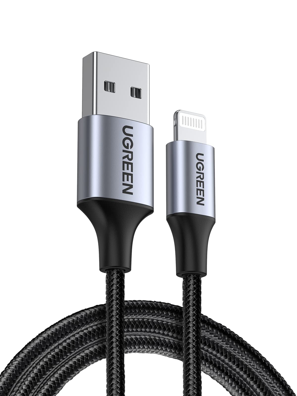 کابل شارژر آیفون یوگرین ، 1 متر نایلون بافته شده [دارای گواهی MFi] کابل لایتنینگ شارژ USB A به لایتنینگ برای آیفون 14/14 پرو/پلاس/پرو مکس، 13-8 همه سری ها - مشکی