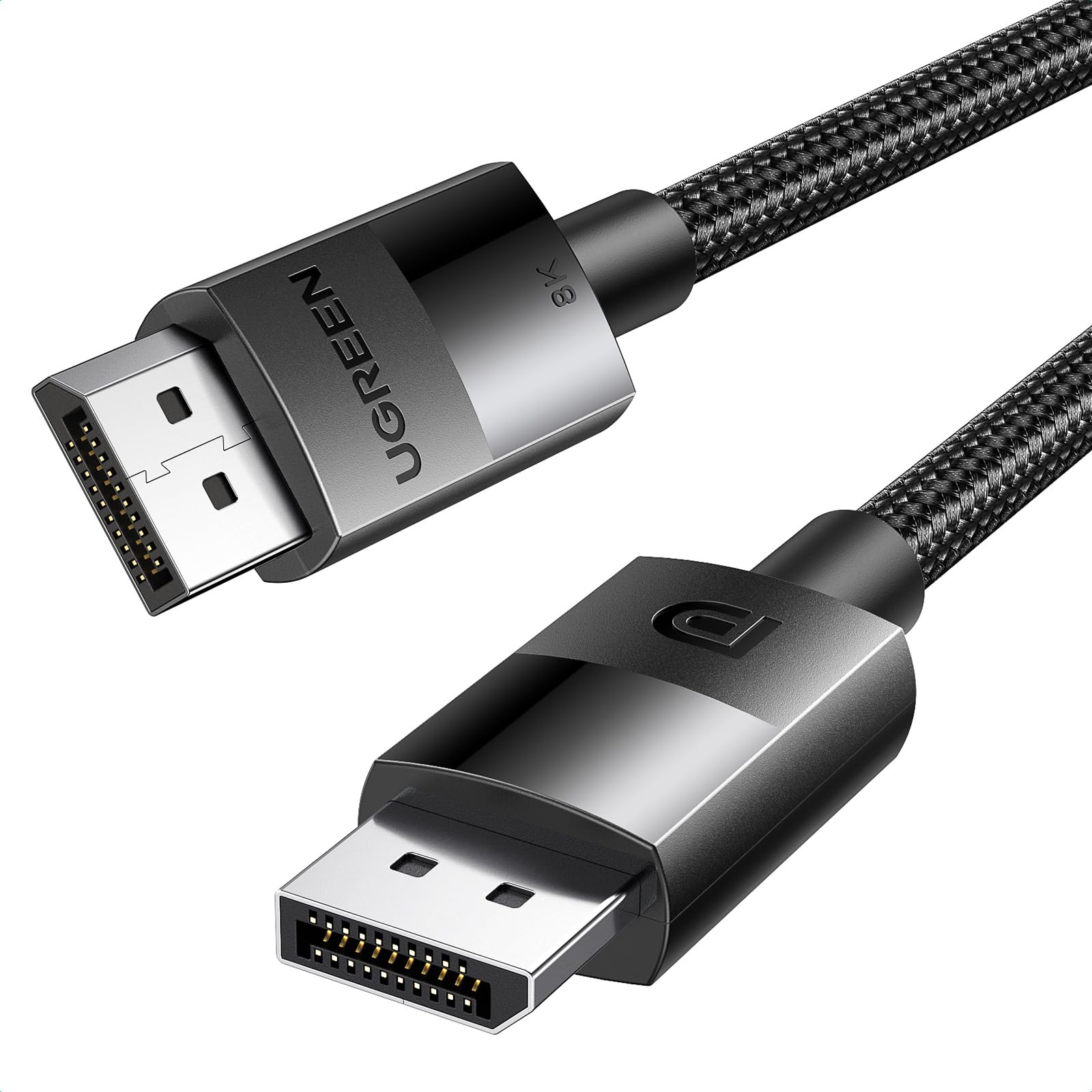 کابل دیسپلی یوگرین 8K 2 متری، از DisplayPort به DisplayPort 1.4، با قابلیت 8K@60Hz/4K@165Hz/2K@240Hz/1080P@240Hz، مناسب برای مانیتور بازی/کارت گرافیک/کامپیوتر، پشتیبانی از 3D/HDCP/HDR/G-SYNC/Free-SYNC، نرم و مقاوم، از جنس نایلون، با اتصال مرد به مرد
