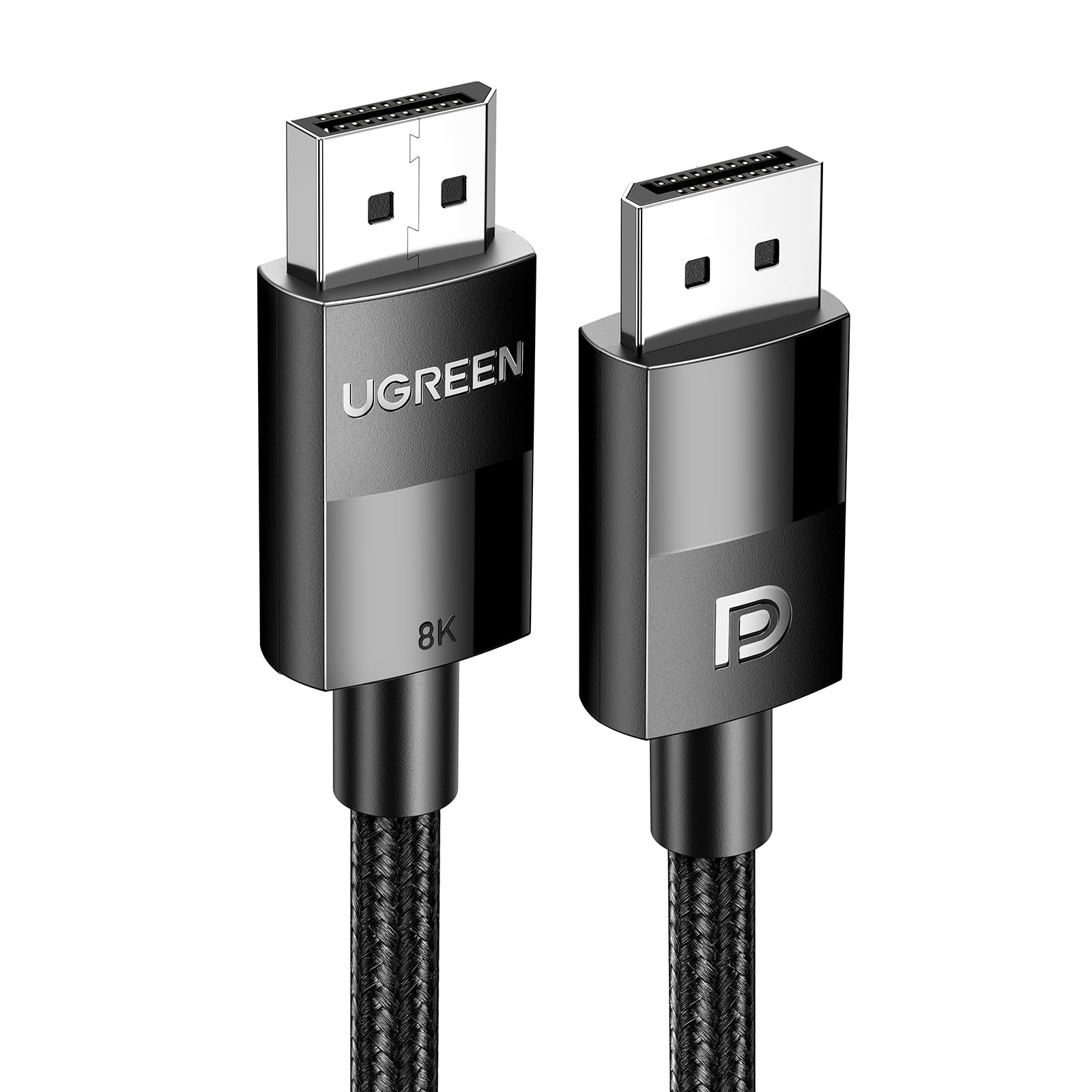 UGREEN 8K کابل DisplayPort 1.4، DP to DP 1M، 8K@60Hz/4K@165Hz/2K@240Hz/1080P@240Hz، برای مانیتور بازی / کارت گرافیک / کامپیوتر، پشتیبانی از 3D / HDCP / HDR / G-SYNC / Free-SYNC، نایلون بافته شده مرد به مرد کابل ۱ متری