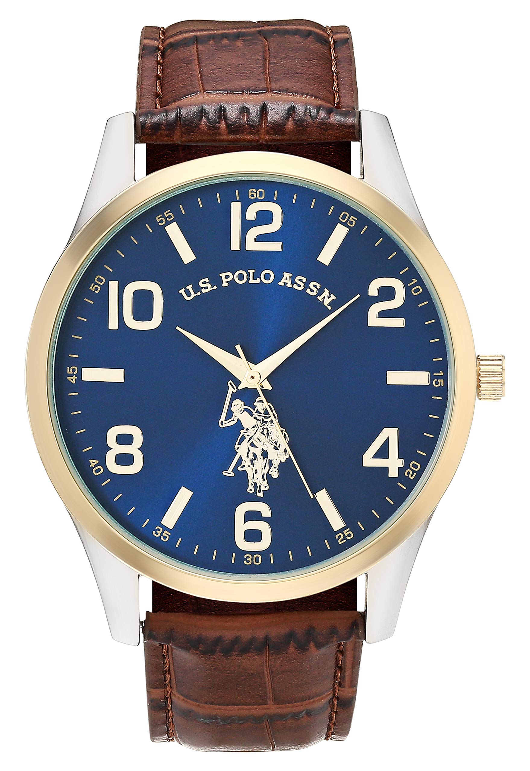 ساعت چرم مردانه U.S. POLO ASSN. US، طلایی، سنگین
