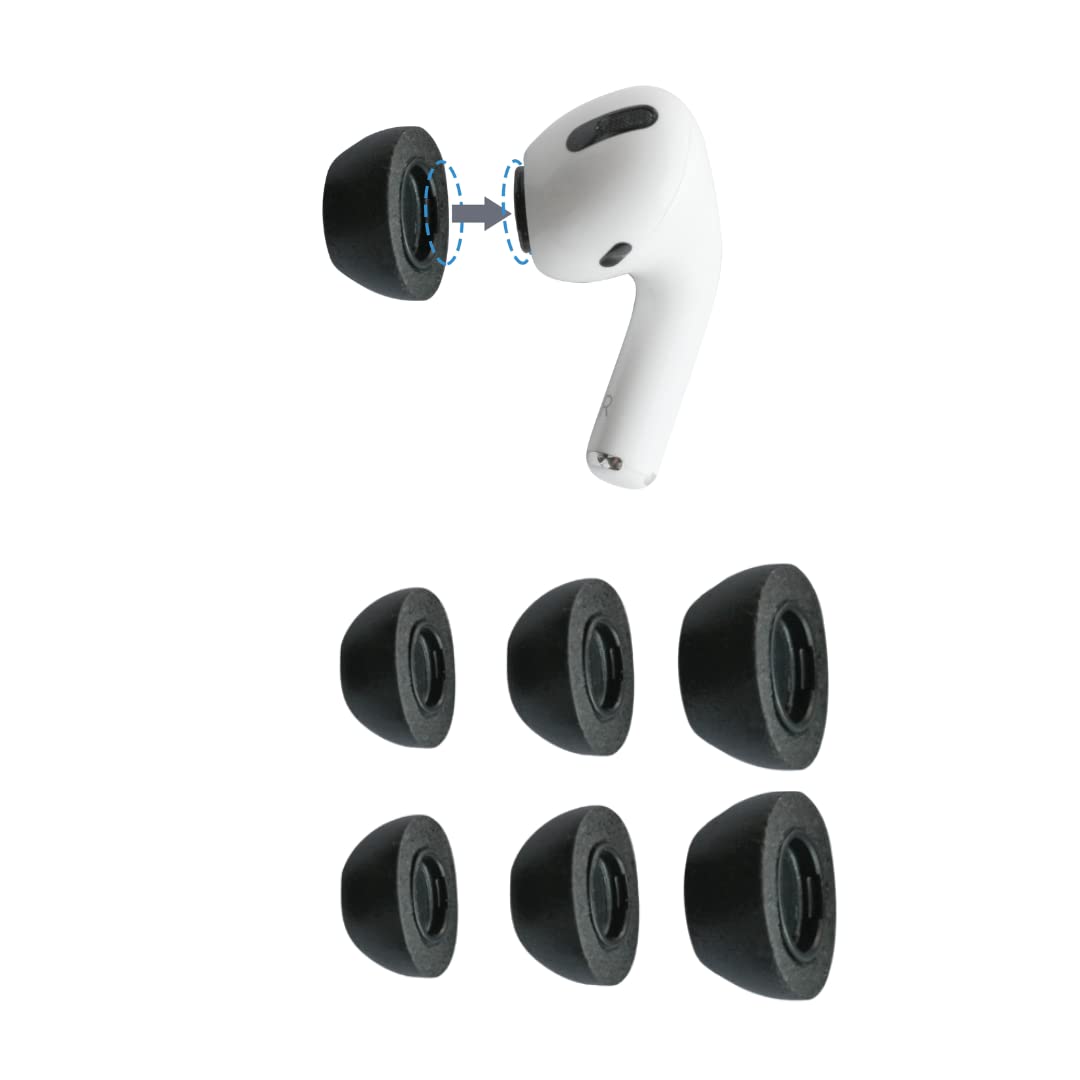 پنبه COMPLY برای هدفون های هوشمند Apple AirPods Pro برای راحتی ، نویز از بین برنده گوشگیری که با کلیک فشرده میشود و محکم نگه میدارد. (سایزهای متنوع S / M / L ، 3 جفت )، بی سیم مختلف اپل