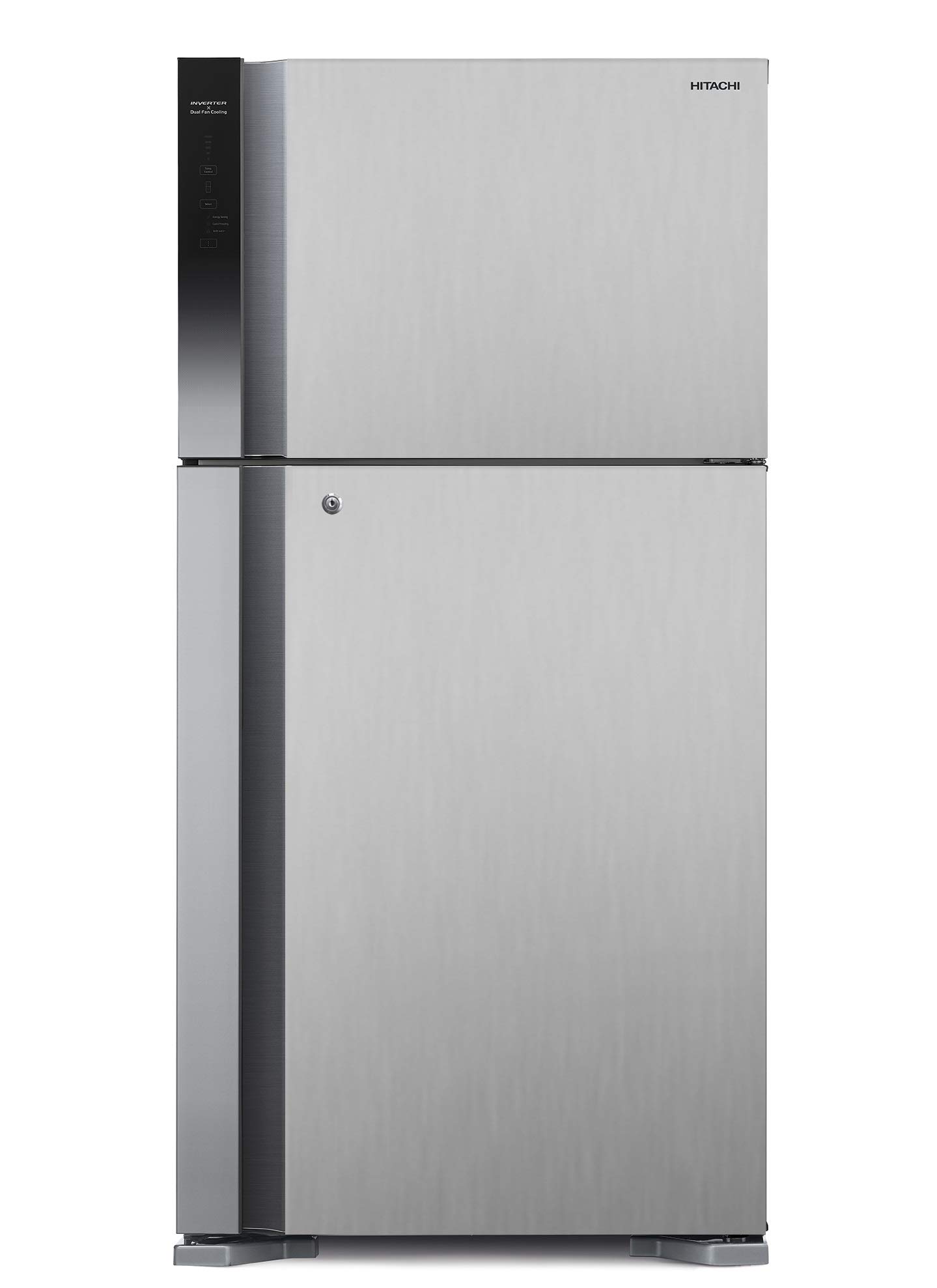 یخچال دو درب بالا و پایین Hitachi 715L با حجم ناخالص 715 لیتر و حجم خالص 510 لیتر، دارای گارانتی 10 ساله بر روی کمپرسور اینورتر، سرمایش دوفن پیچ، کنترل لمسی، سینی یخچال قابل چرخش، رنگ نقره ای و مدل جدید Premium Silver-RV715PUK7KPSV است.