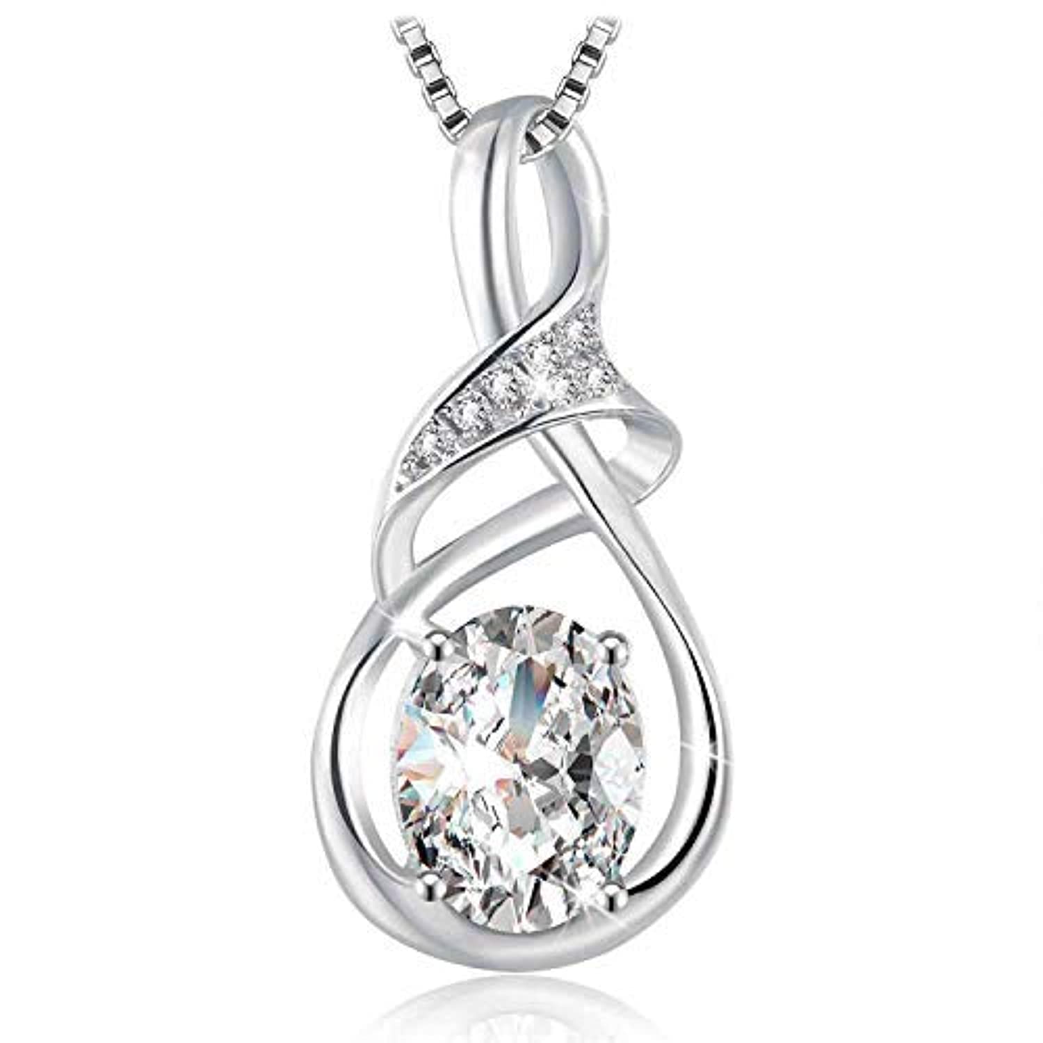 گردنبند چوب شاخه فلز نقره ای 925 با عنصرهای Swarovski برای زنان از جواهرات JRosee Waterdrop