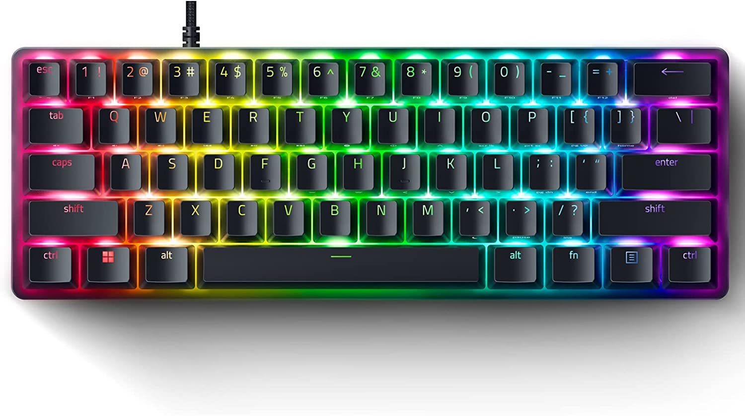 کیبورد بازی Razer Huntsman Mini Linear Optical Switches(Red), 
کیبورد بازی ۶۰٪ ریزر Huntsman Mini 
روشنایی Chroma RGB، 
کیپ‌های PBT 
حافظه داخلی - مشکی Huntsman Mini 60٪ سوئیچ‌های قرمز سیاه - RGB