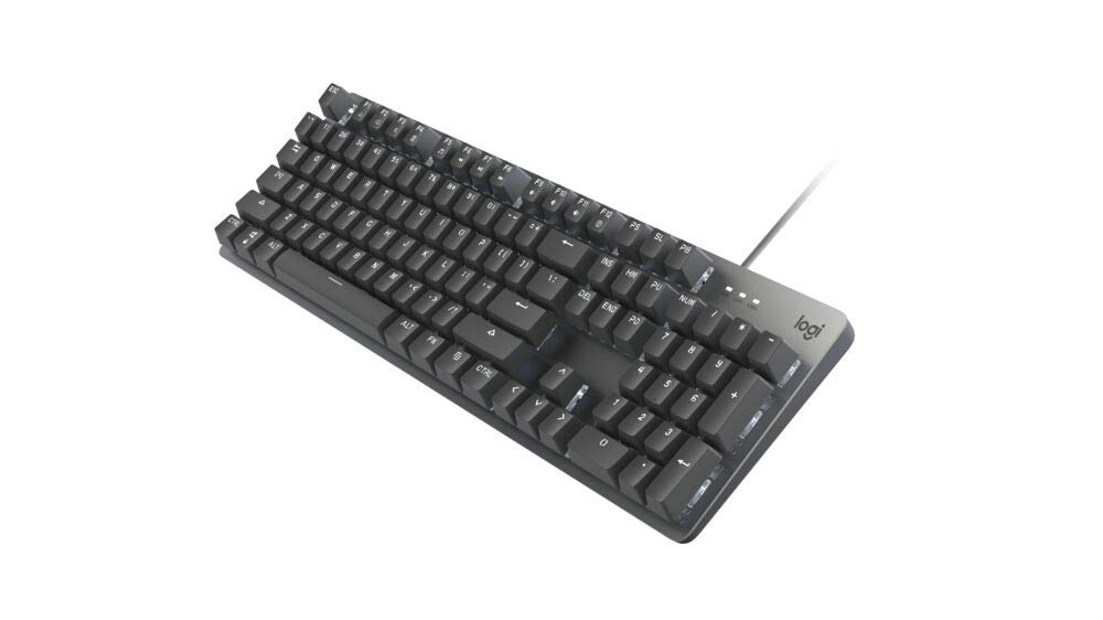 کیبورد مکانیکال روشنایی دار Logitech K845ch، سوئیچ‌های Cherry MX، پایه‌های قوی قابل تنظیم، اندازه کوچک، قاب بالایی آلومینیوم، 104 کلید، کابل USB، ویندوز (سوئیچ‌های Cherry قرمز)
