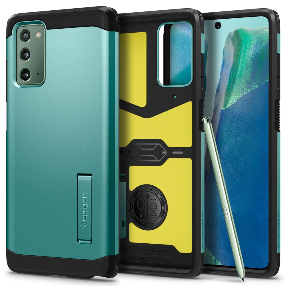 کاور محافظ Spigen Tough Armor طراحی شده برای گوشی سامسونگ گلکسی نوت 20 با فوم ضربه‌گیر قدرتمند - سبز