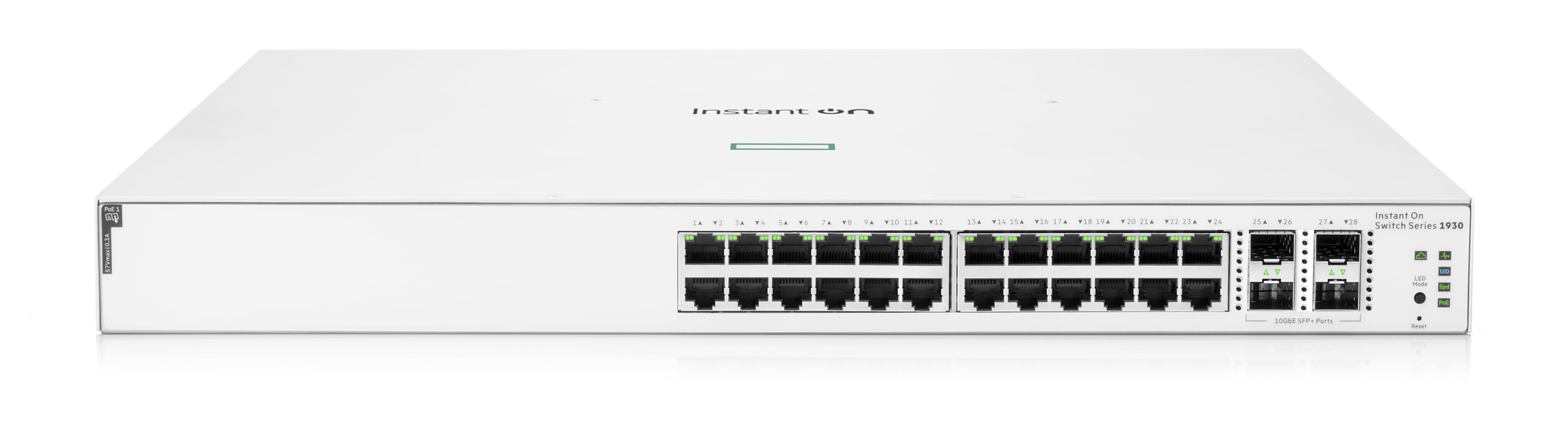 Aruba یک شرکت Hewlett Packard Enterprise محصول Instant On 1930 با 24 پورت جیگابیت اترنت، 24 پورت PoE جیگابیت (370 وات)، 4 پورت 1G/10G SFP+، سوییچ هوشمند L2+ کابل آمریکایی (JL684A#ABA).