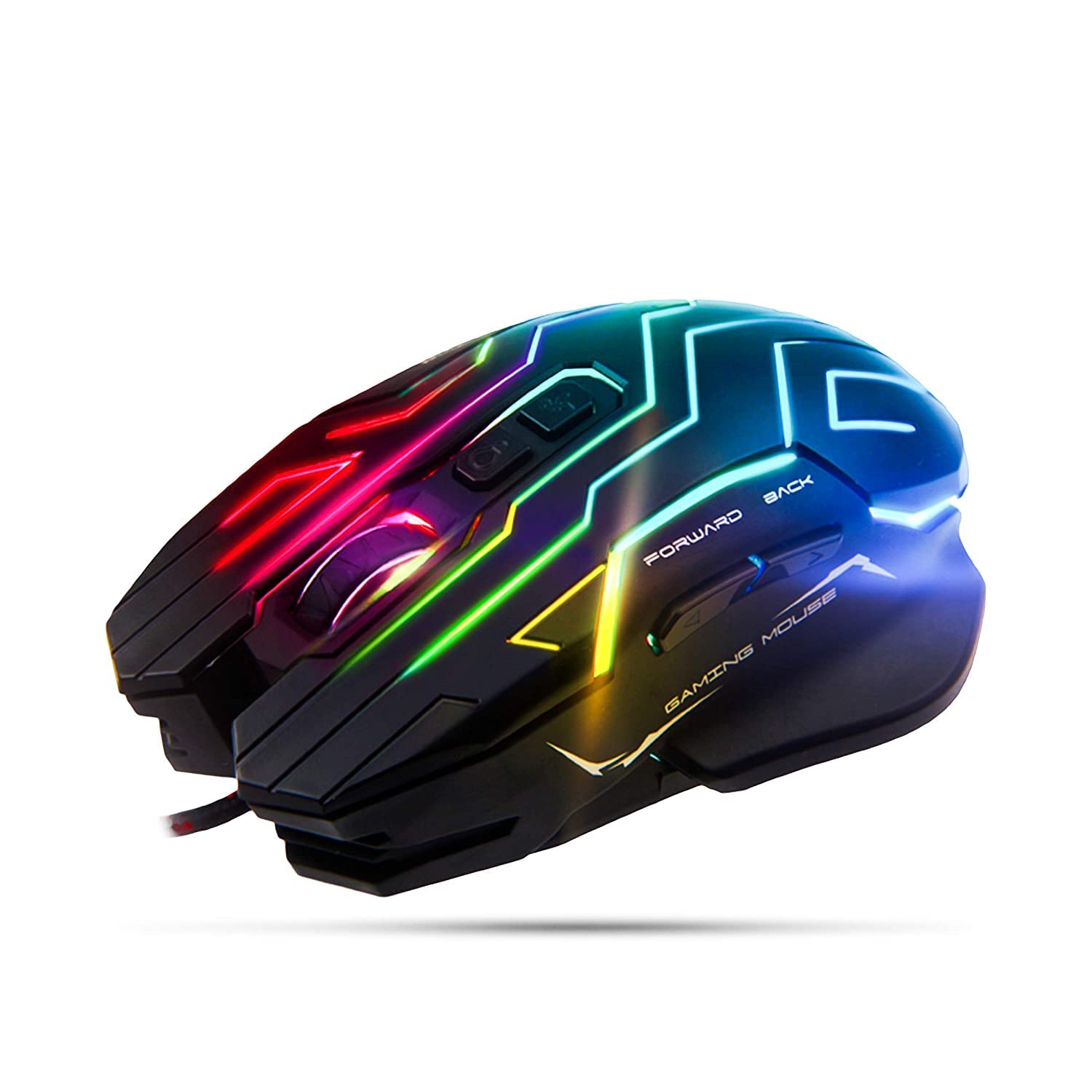 موس بازی MEETION با وزن سبک با 6 دکمه، DPI 200-4800، رولر ضد لغزش 3 بعدی، موس کامپیوتر RGB بازیکن دسکتاپ لپتاپ گیمینگ PC