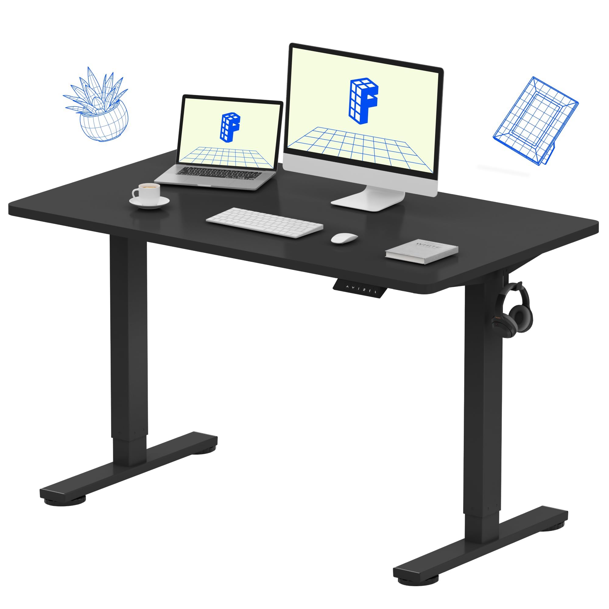 میز ایستاده قابل تنظیم ارتفاع FLEXISPOT  قیمت مناسب 48 اینچی میز کامپیوتر خانگی و دفتری میز ایستاده مشکی 48x24 اینچ.