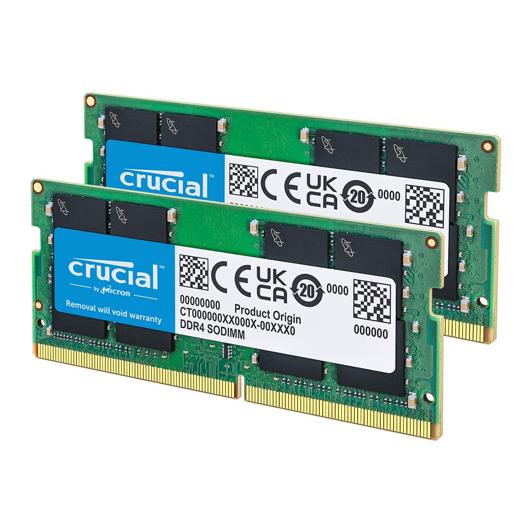 کیت حافظه Crucial RAM 32 گیگابایت (2x16 گیگابایت) DDR4 با سرعت 3200 مگاهرتز CL22 (یا 2933 مگاهرتز یا 2666 مگاهرتز) حافظه لپتاپ CT2K16G4SFRA32A 32 گیگابایت (16 گیگابایت x2) 3200 مگاهرتز