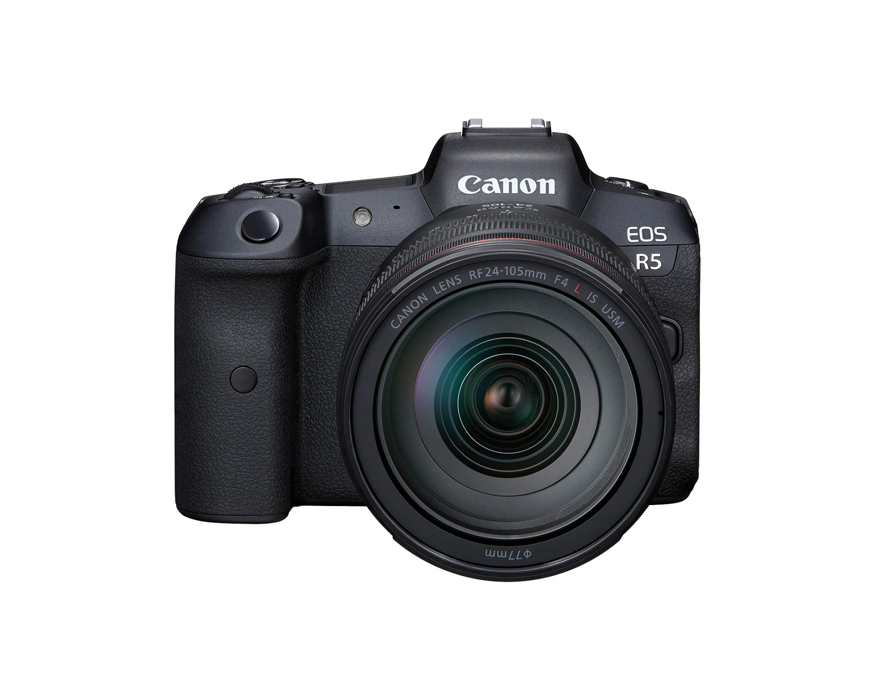 Canon EOS R5 با لنز دوربین بی‌آینه RF 24-105mm F/4L، مدل سیاه، کیت لنز، 4147C013، EOS R5 مدل پایه با لنز RF 24-105mm F/4L