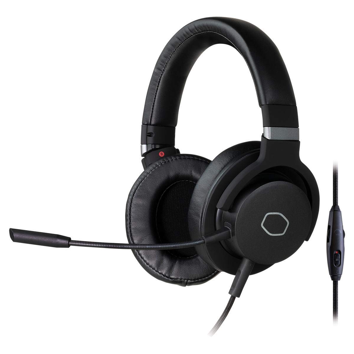 کولرمستر (تجدید نظر شده) هدست بازی MH751 MH751 2.0 با گوشی‌های نرم و قابل چرخش، درایور‌های نئودیمیوم 40 میلیمتری و میکروفون بوم چندجهته برای کامپیوتر، پلی‌استیشن 4 و ایکس‌باکس، مشکی اوور-ایر MH751