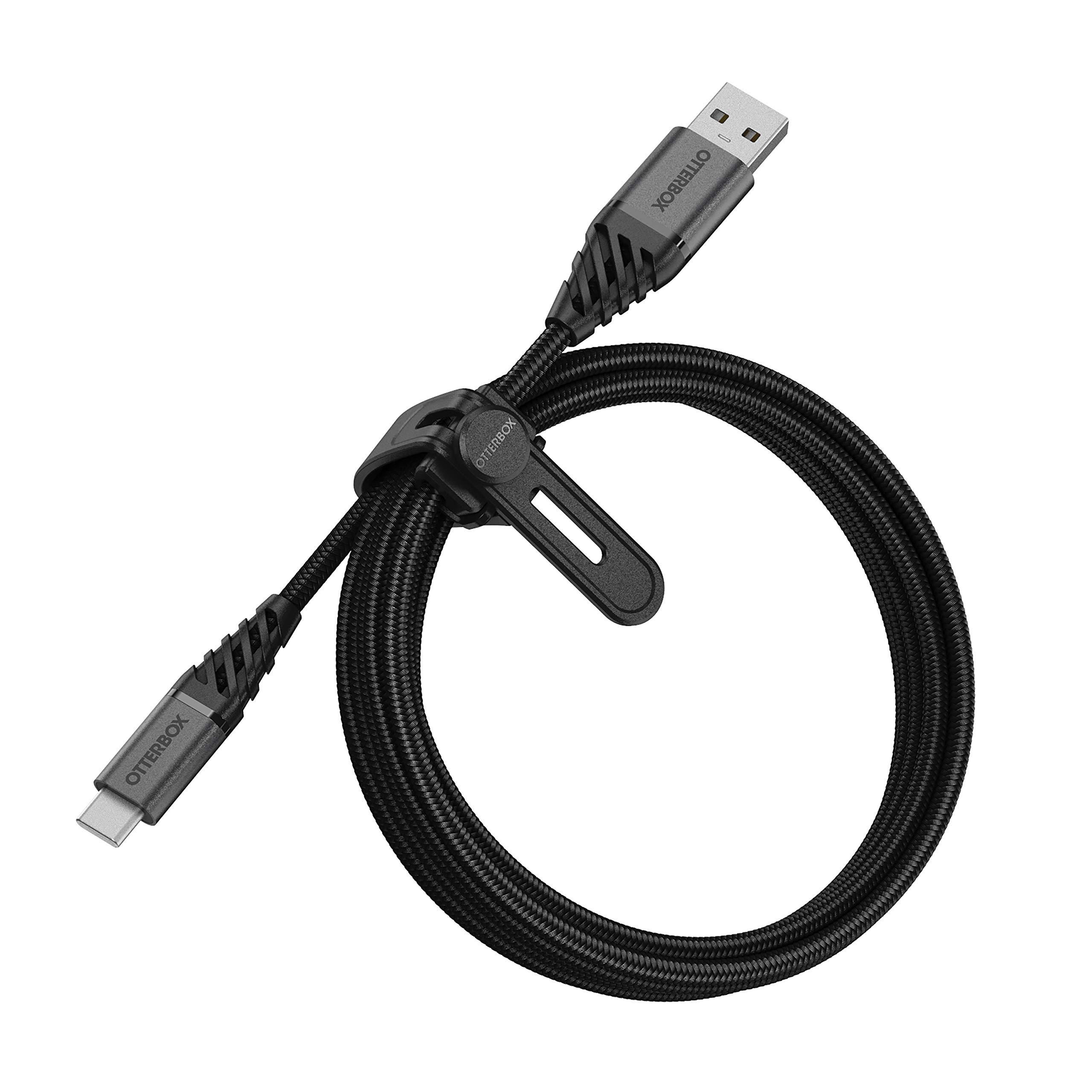 کابل OtterBox Premium Reinforced Braided USB-A to USB-C، کابل شارژ برای گوشی هوشمند و تبلت، بسیار محکم، تست شده برای انعطاف و خم، 2 متر، USB A سیاه - USB C 2 متر سیاه