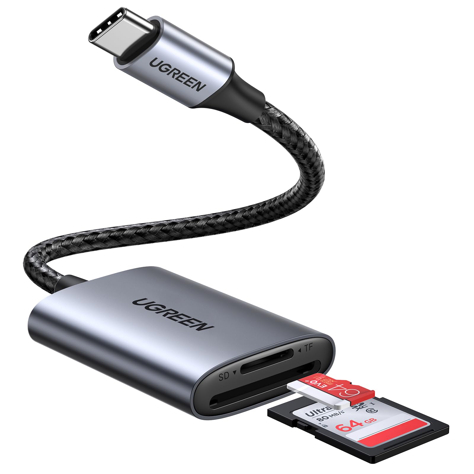 کارتخوان UGREEN USB C میکرو SD آداپتور کارت حافظه OTG برای آیفون سری ۱۷، مک‌بوک پرو، مک ایر M1 M2، آیپد پرو، سرفیس، دل ایکس پی اس، سامسونگ