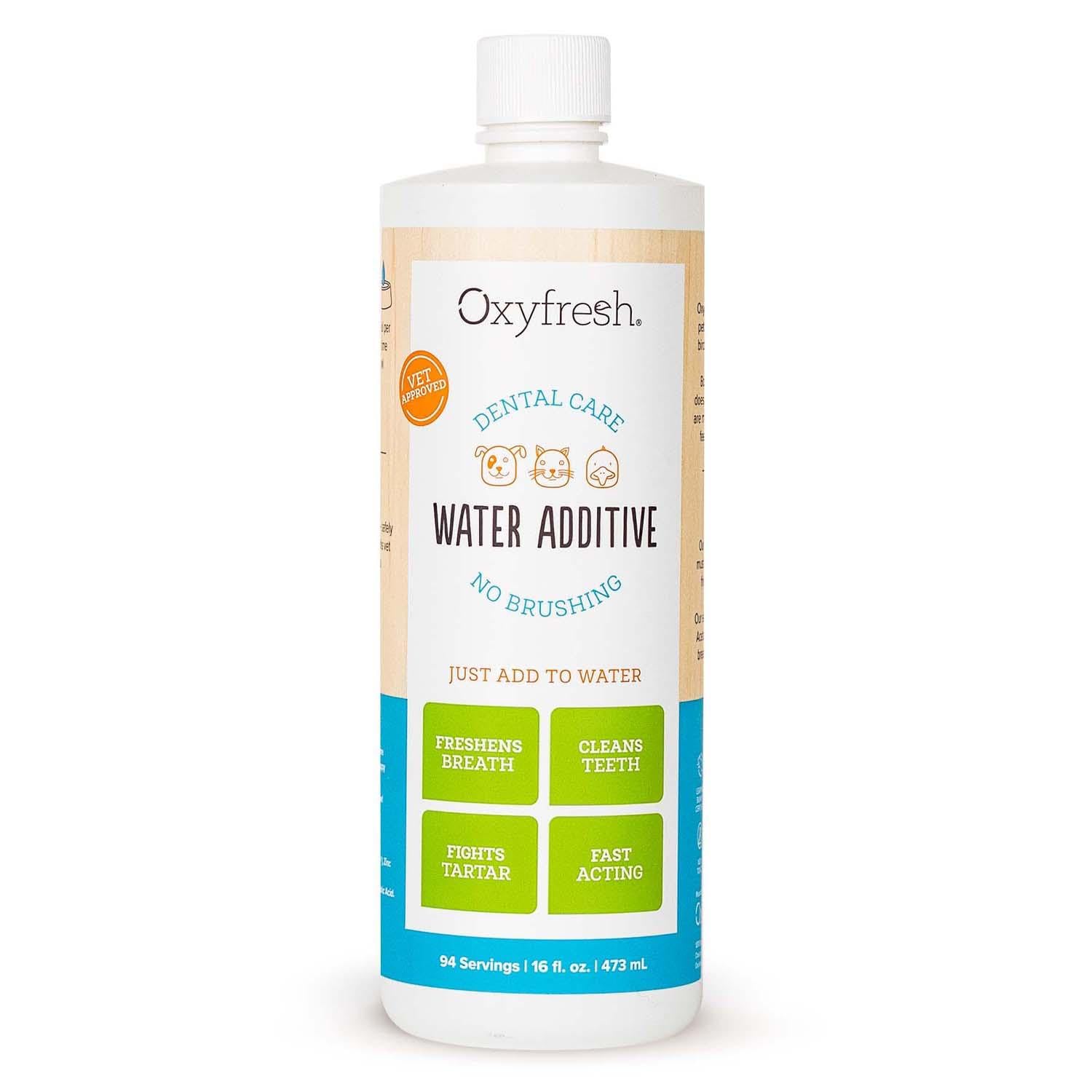 Oxyfresh Premium Pet Dental Care Solution حل مراقبت دندان حیوان خانگی: بهترین روش برای از بین بردن بوی بد دهان سگ و بوی بد گربه - با تر و پلاک مبارزه می‌کند - آن را به آب اضافه کنید! توصیه شده توسط دامپزشک 16 اونس. فروشنده برتر 16 اونس